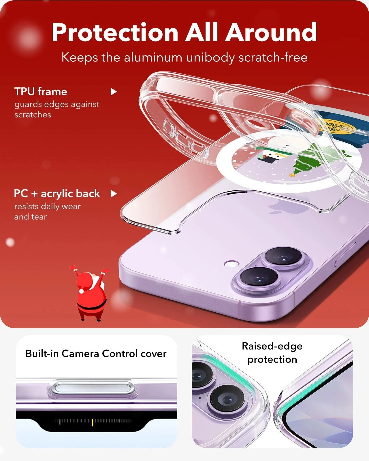 iPhone 17 Classic Hybrid Magnetic Case (Camera Control) - Christmas Globe - Image 3