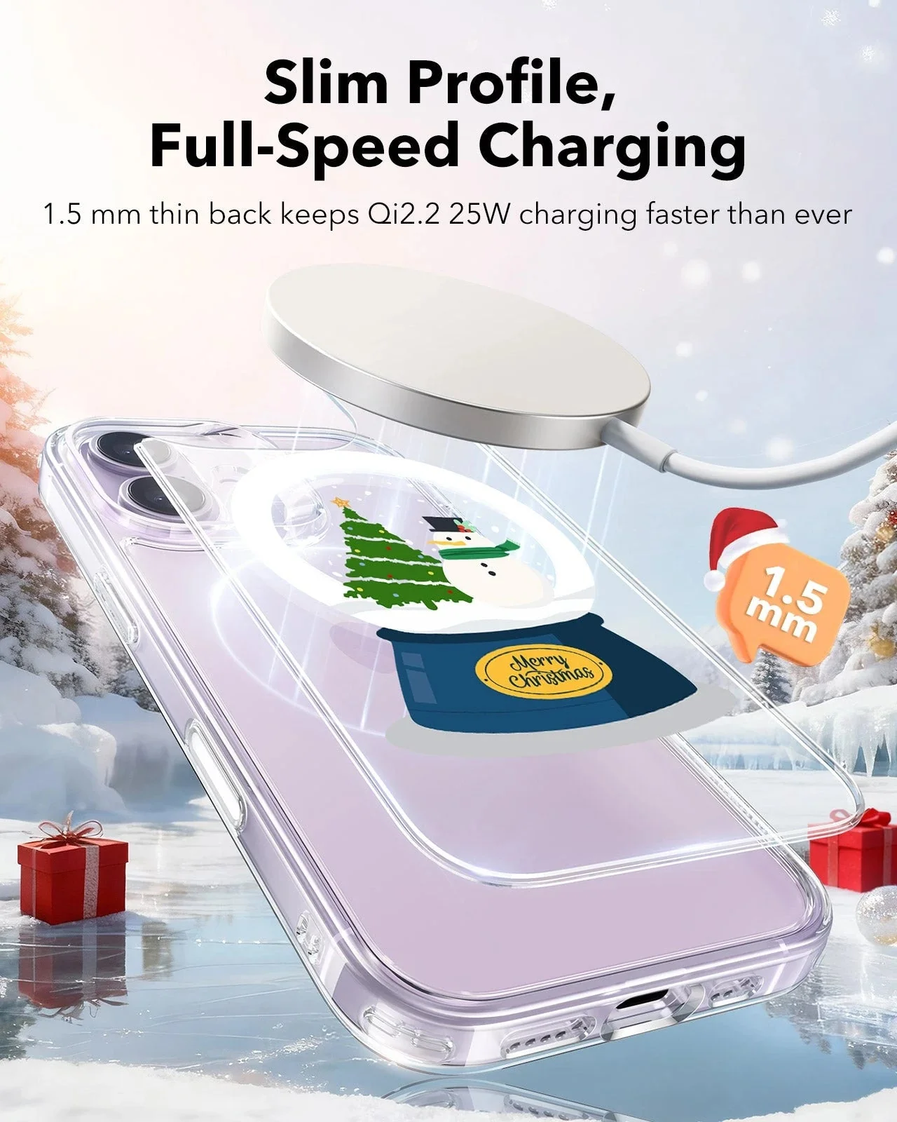 iPhone 17 Classic Hybrid Magnetic Case (Camera Control) - Christmas Globe - Image 5