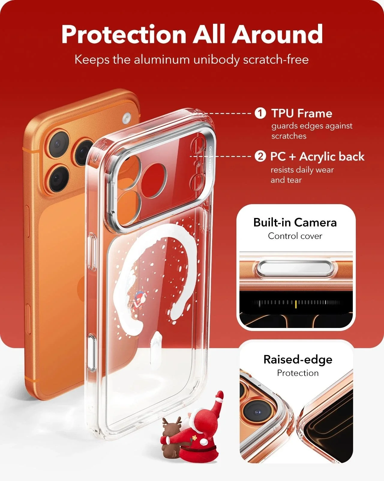 iPhone 17 Pro Classic Hybrid Magnetic Case (Camera Control, Stash Stand) - Santa Skater - Image 4