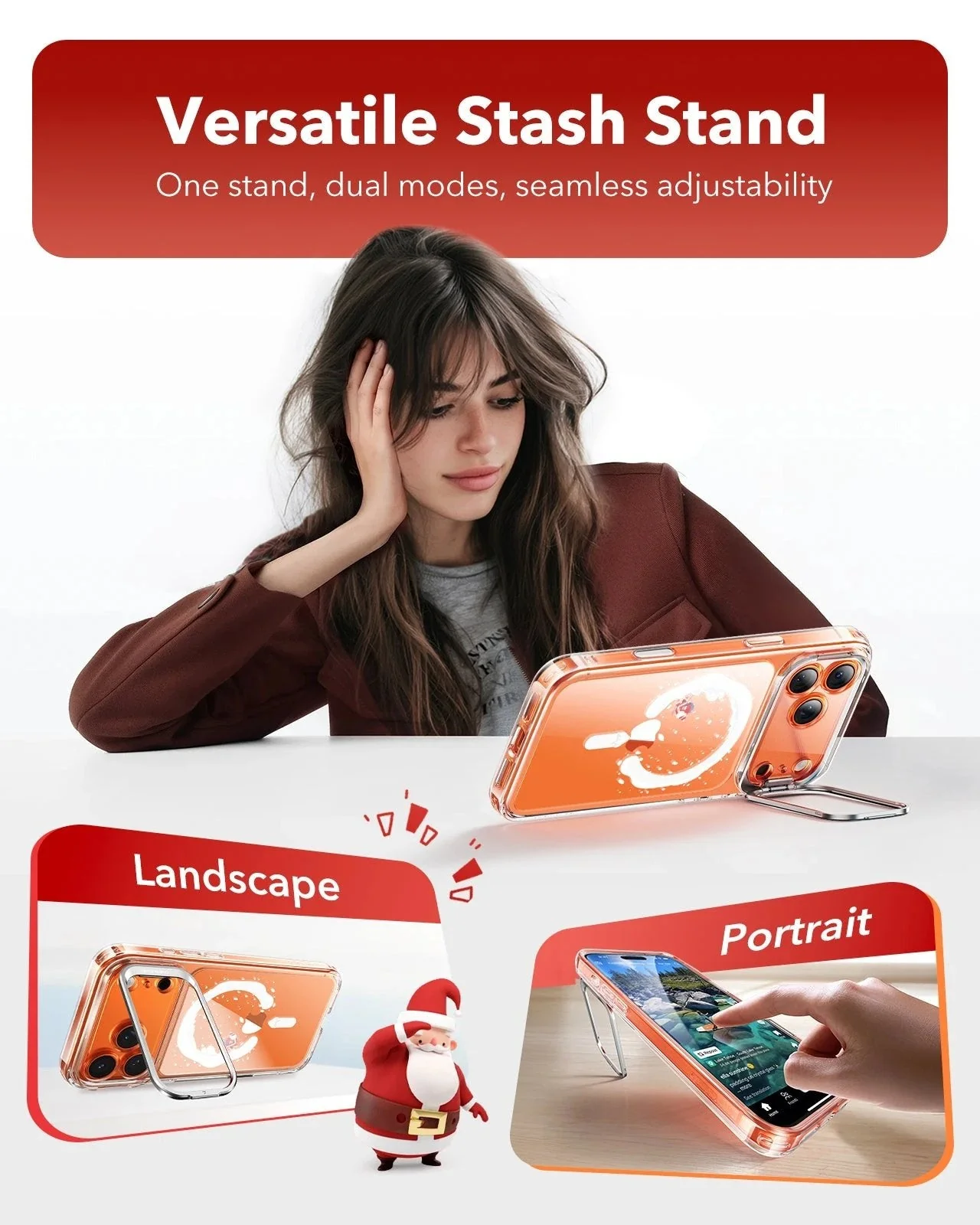 iPhone 17 Pro Classic Hybrid Magnetic Case (Camera Control, Stash Stand) - Santa Skater - Image 7