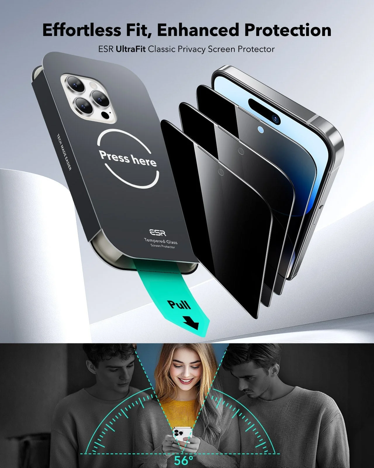 iPhone 14 Pro UltraFit Classic Privacy Screen Protector - 3 Pack - Image 2