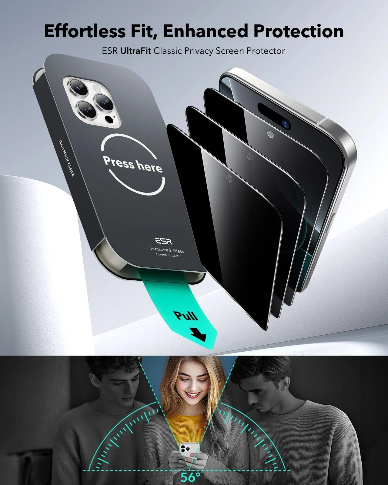 iPhone 16 Pro UltraFit Classic Privacy Screen Protector - 3 Pack - Image 2