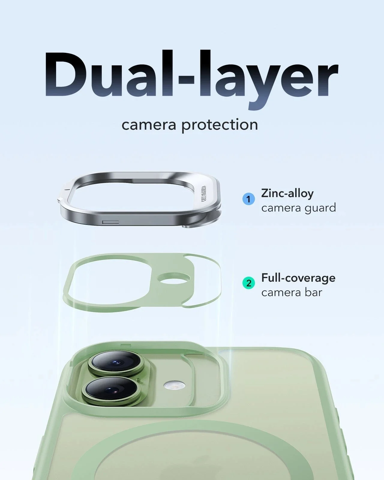 iPhone 17 Bundle Classic Hybrid Magnetic Case (Camera Control, Stash Stand) and Armorite Privacy Screen Protector - Frosted Light Green - Image 6