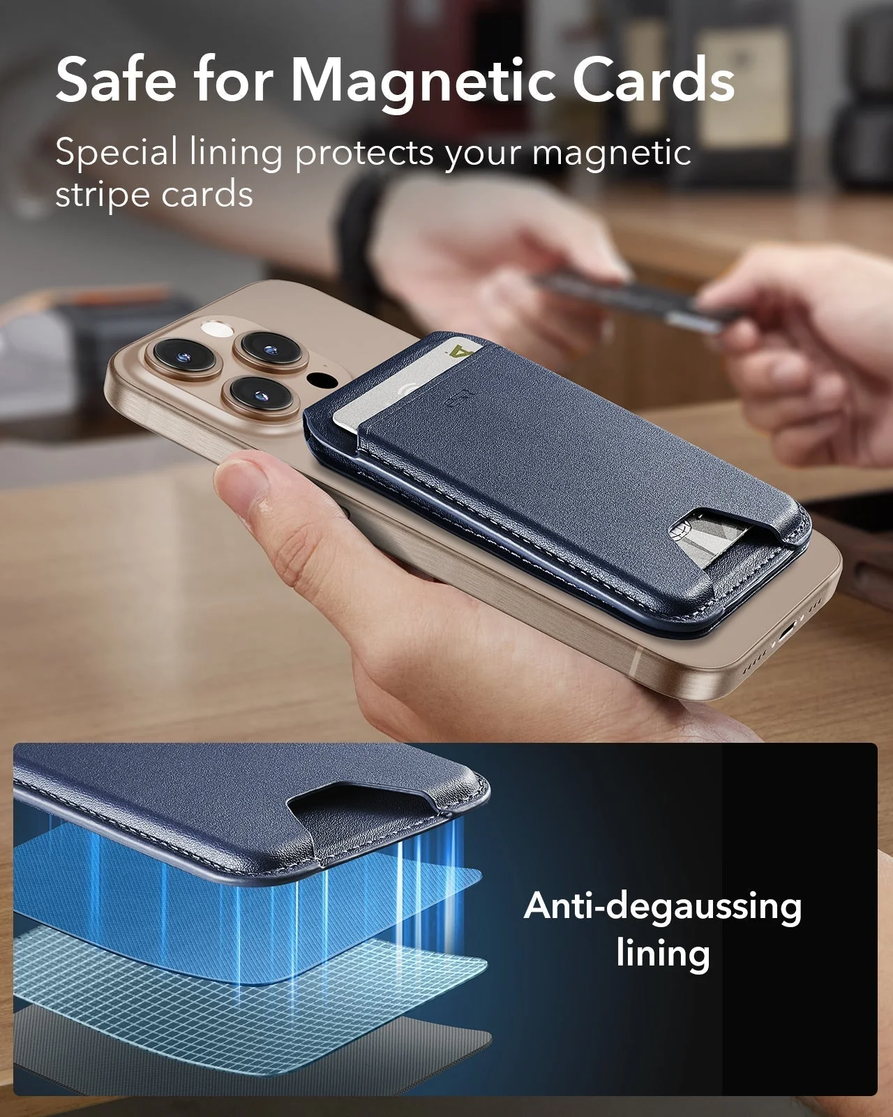 Classic Magnetic Wallet Stand for 5 cards - Dark Blue - Image 6