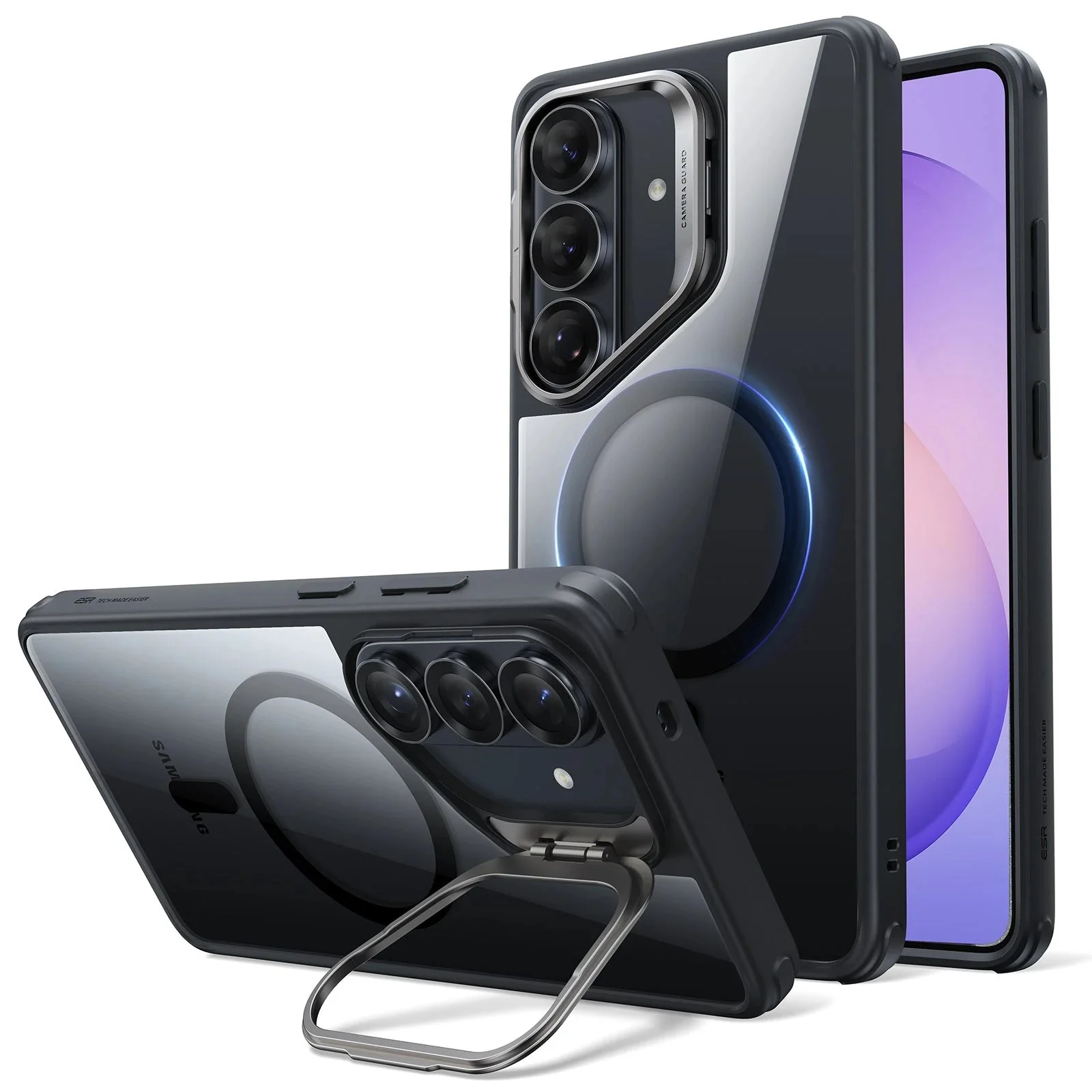 Galaxy S26 Classic Hybrid Magnetic Case (Stash Stand) - Clear Black