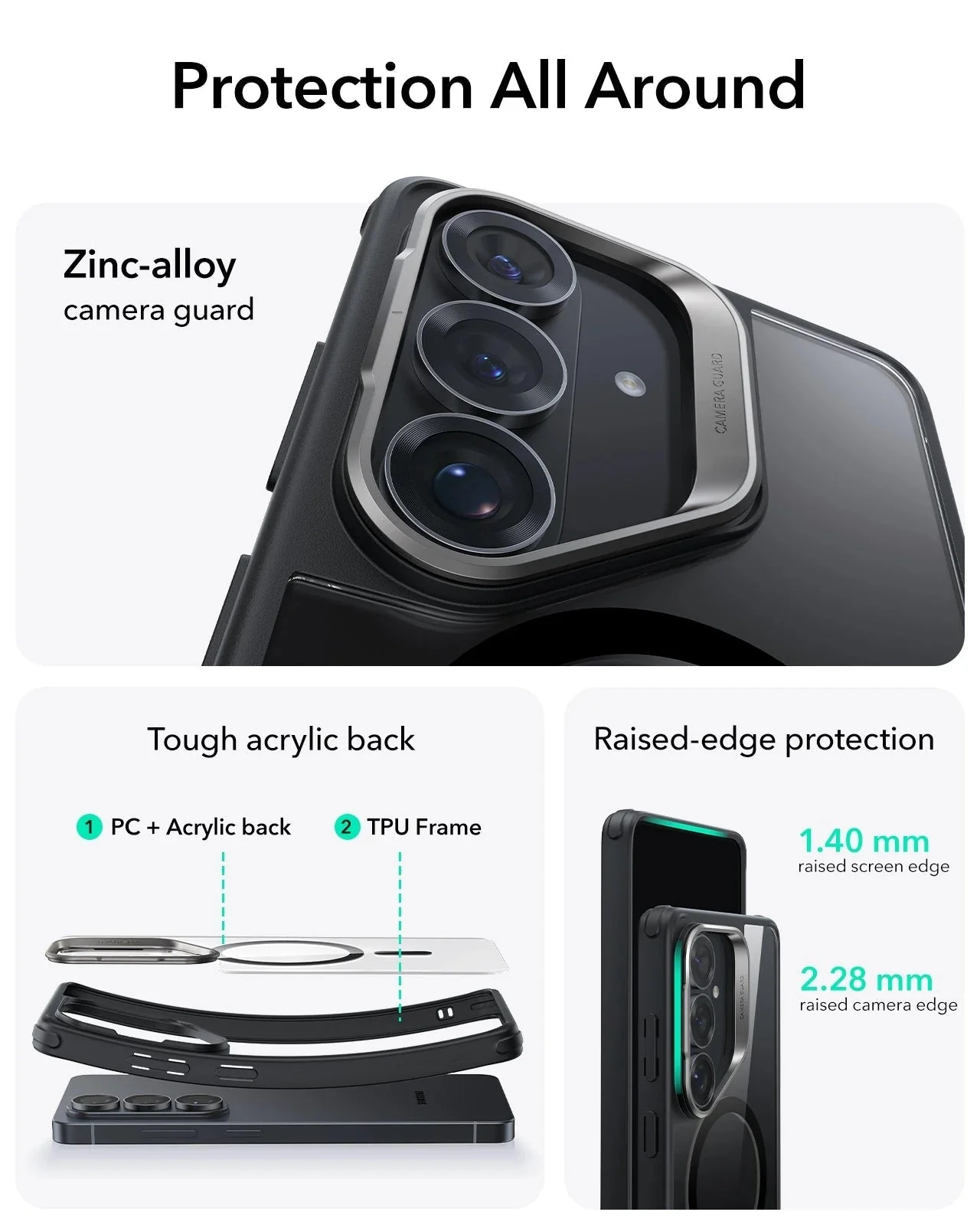 Galaxy S26 Classic Hybrid Magnetic Case (Stash Stand) - Clear Black - Image 3