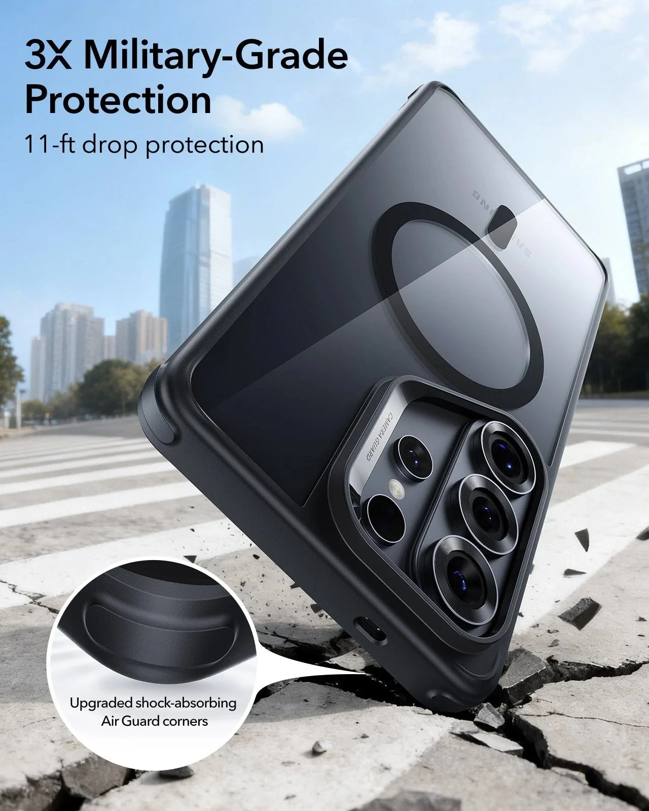 Galaxy S26 Ultra Bundle Classic Hybrid Magnetic Case and Armorite® Pro Privacy Screen Protector - Clear Black - Image 3