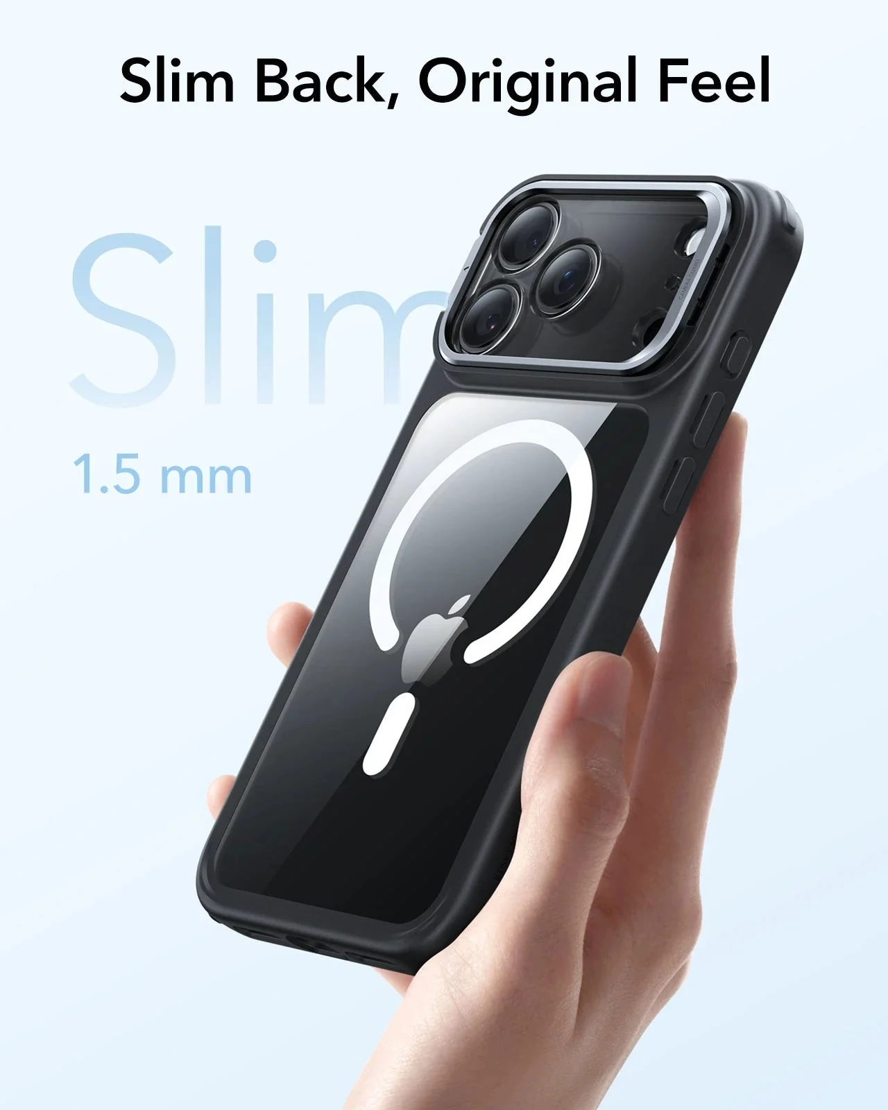 iPhone 17 Pro Classic Hybrid Magnetic Case (Camera Control, Stash Stand) - Clear Black - Image 7