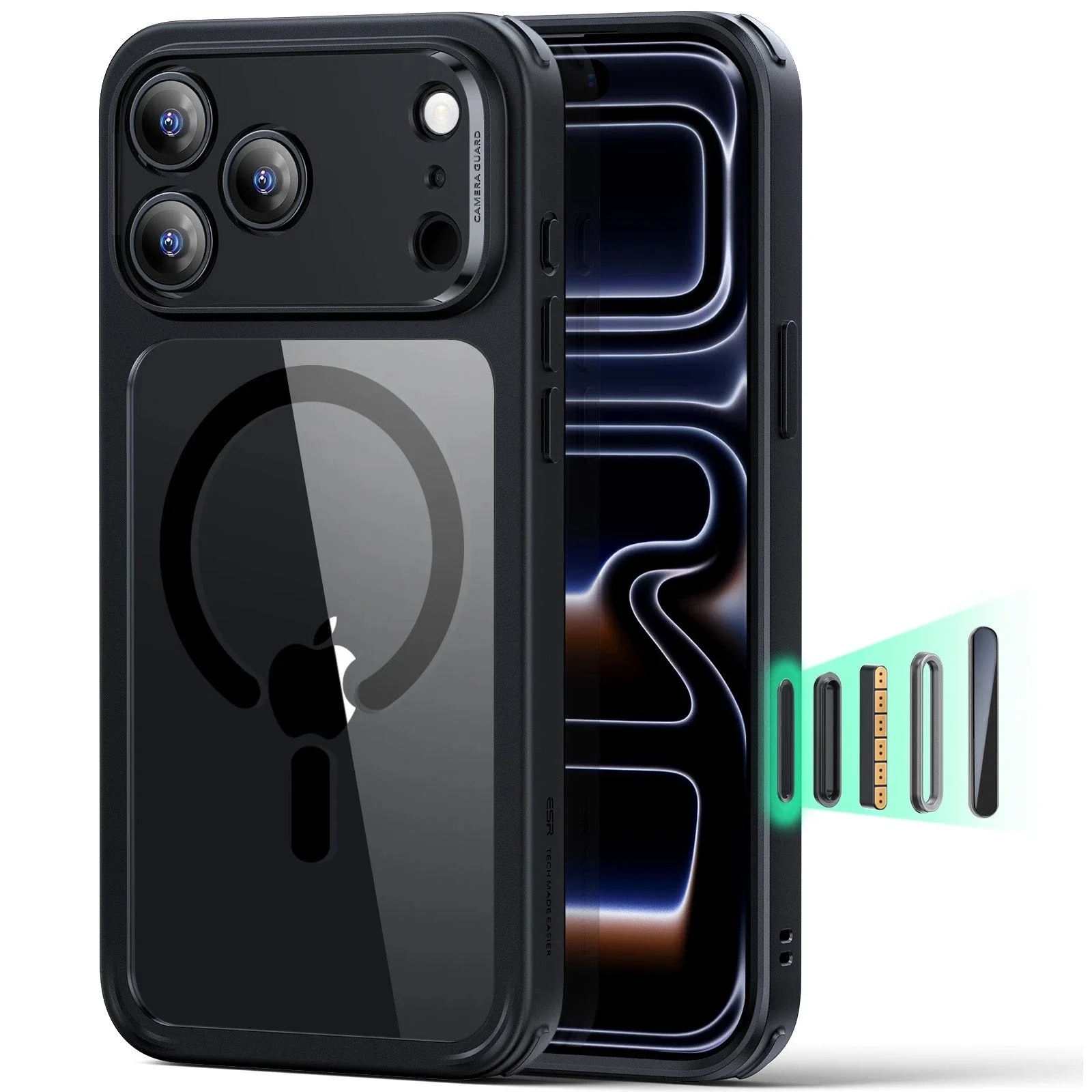 iPhone 17 Pro Max Classic Hybrid Magnetic Case (Camera Control) - Clear Black