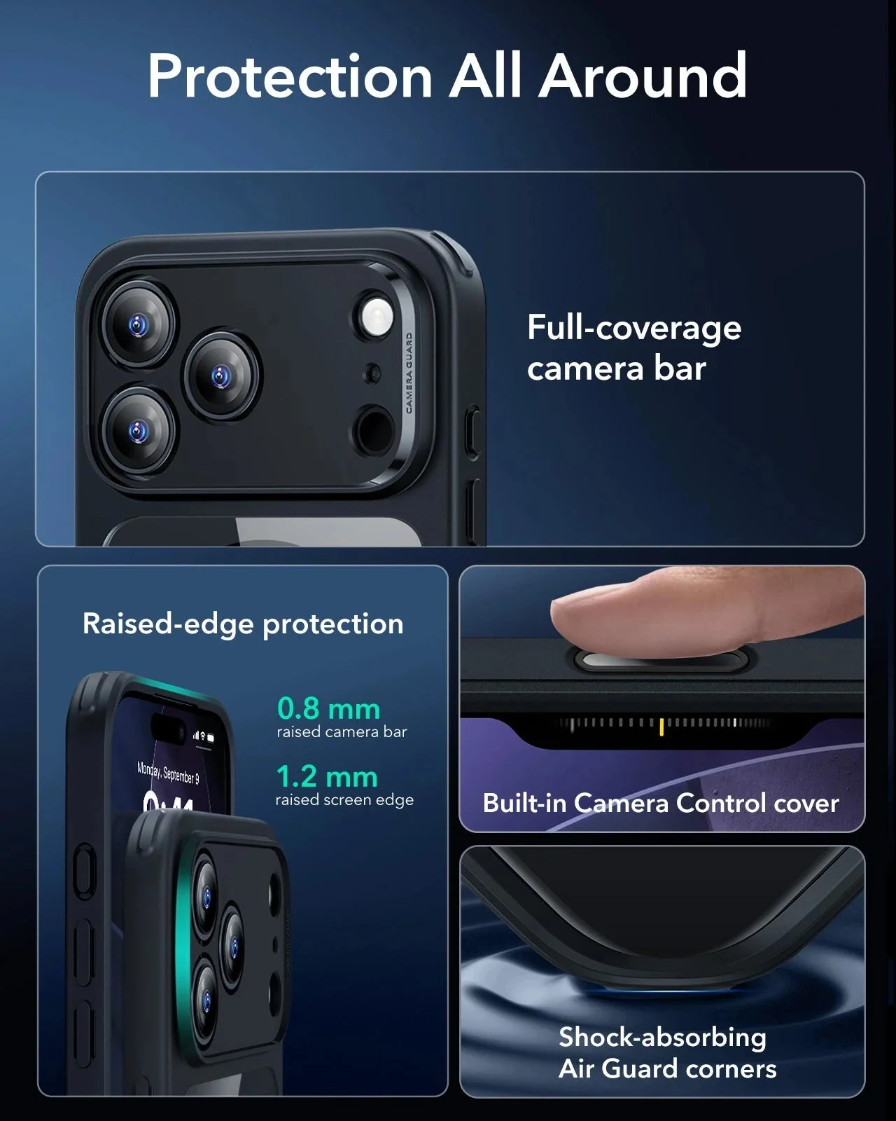 iPhone 17 Pro Max Classic Hybrid Magnetic Case (Camera Control) - Clear Black - Image 3