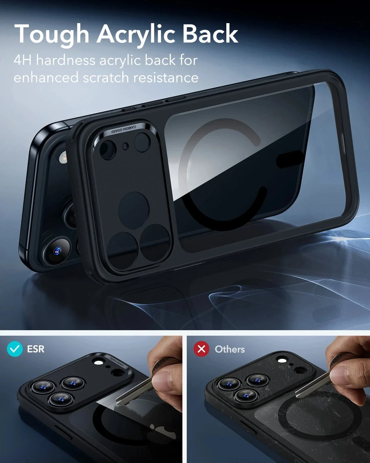 iPhone 17 Pro Max Classic Hybrid Magnetic Case (Camera Control) - Clear Black - Image 6