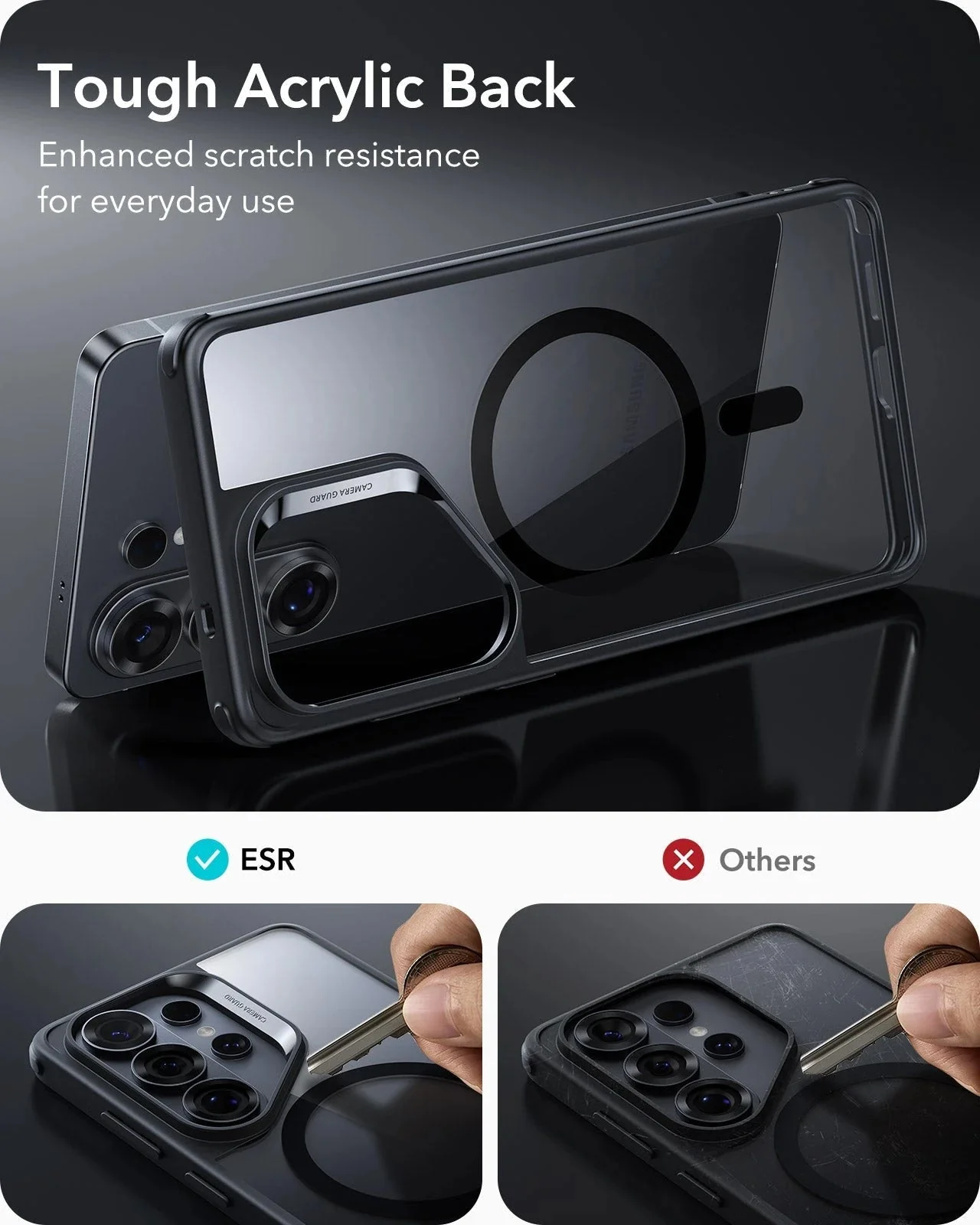 Galaxy S26 Ultra Bundle Classic Hybrid Magnetic Case and Armorite® Pro Screen Protector - Clear Black - Image 4