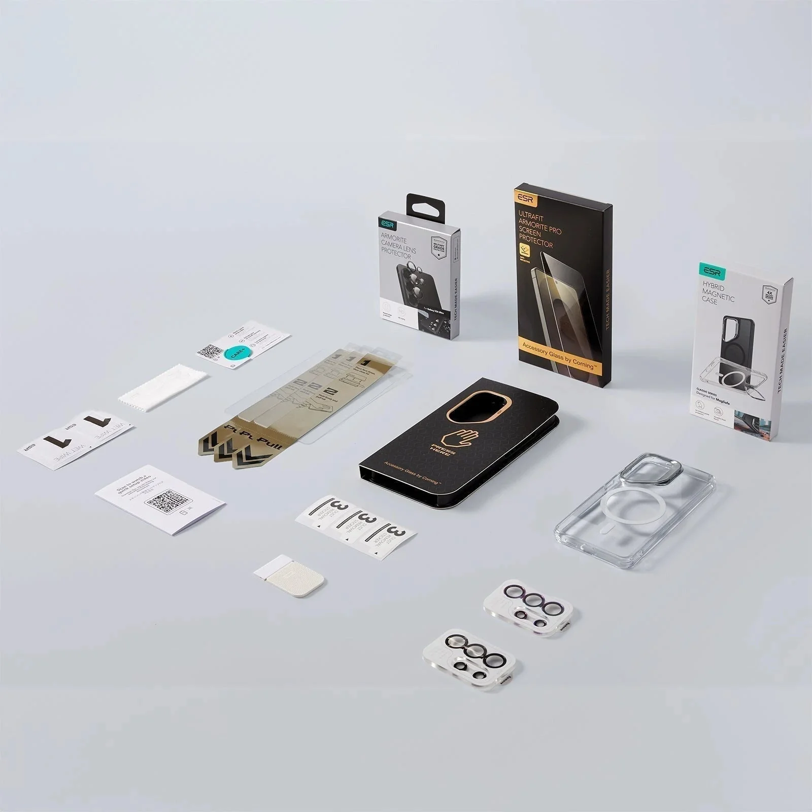 Galaxy S26 Ultra Bundle Classic Hybrid Magnetic Case (Stash Stand) and Armorite® Pro Screen Protector - Clear Black - Image 2