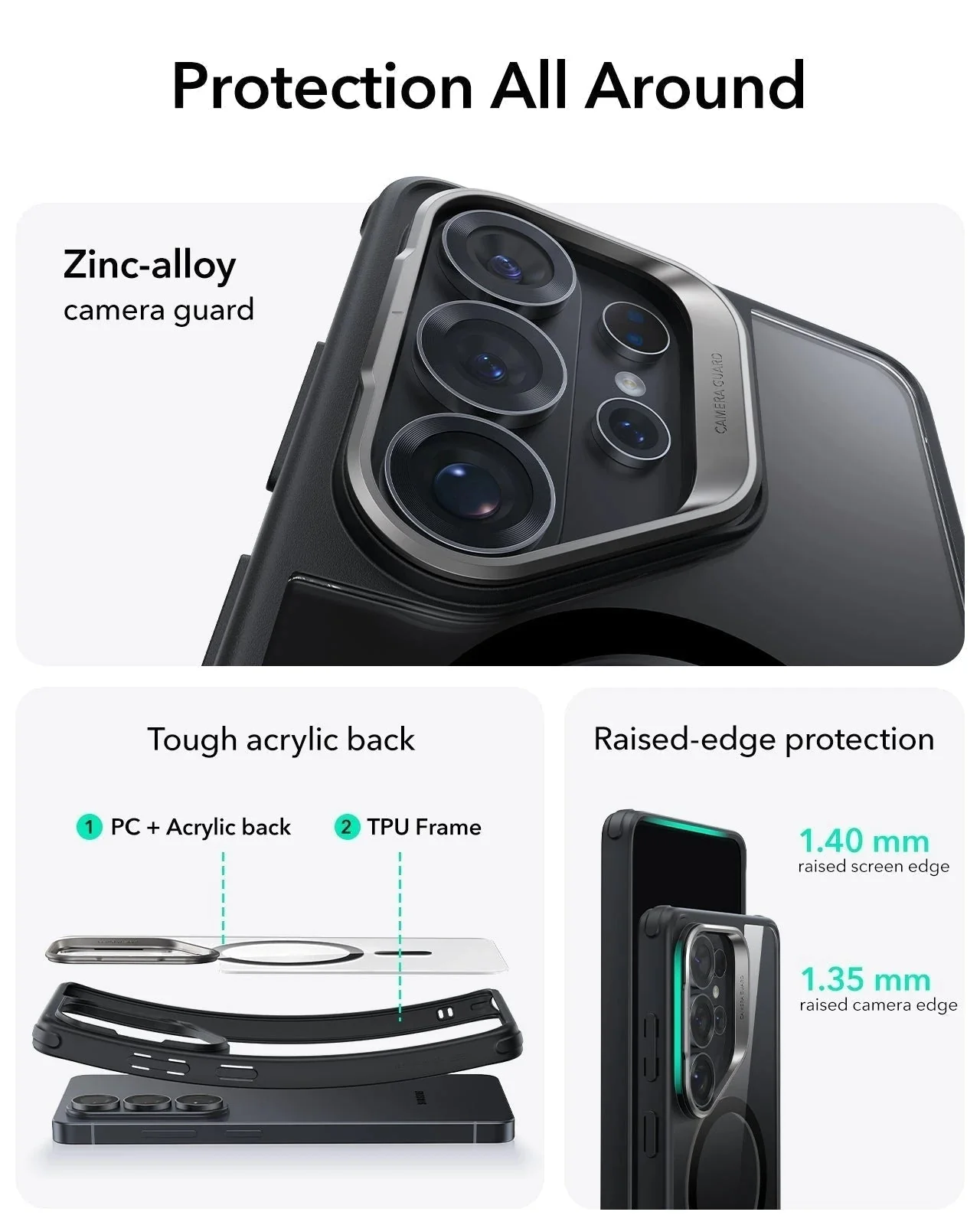 Galaxy S26 Ultra Bundle Classic Hybrid Magnetic Case (Stash Stand) and Armorite® Privacy Screen Protector - Clear Black - Image 3