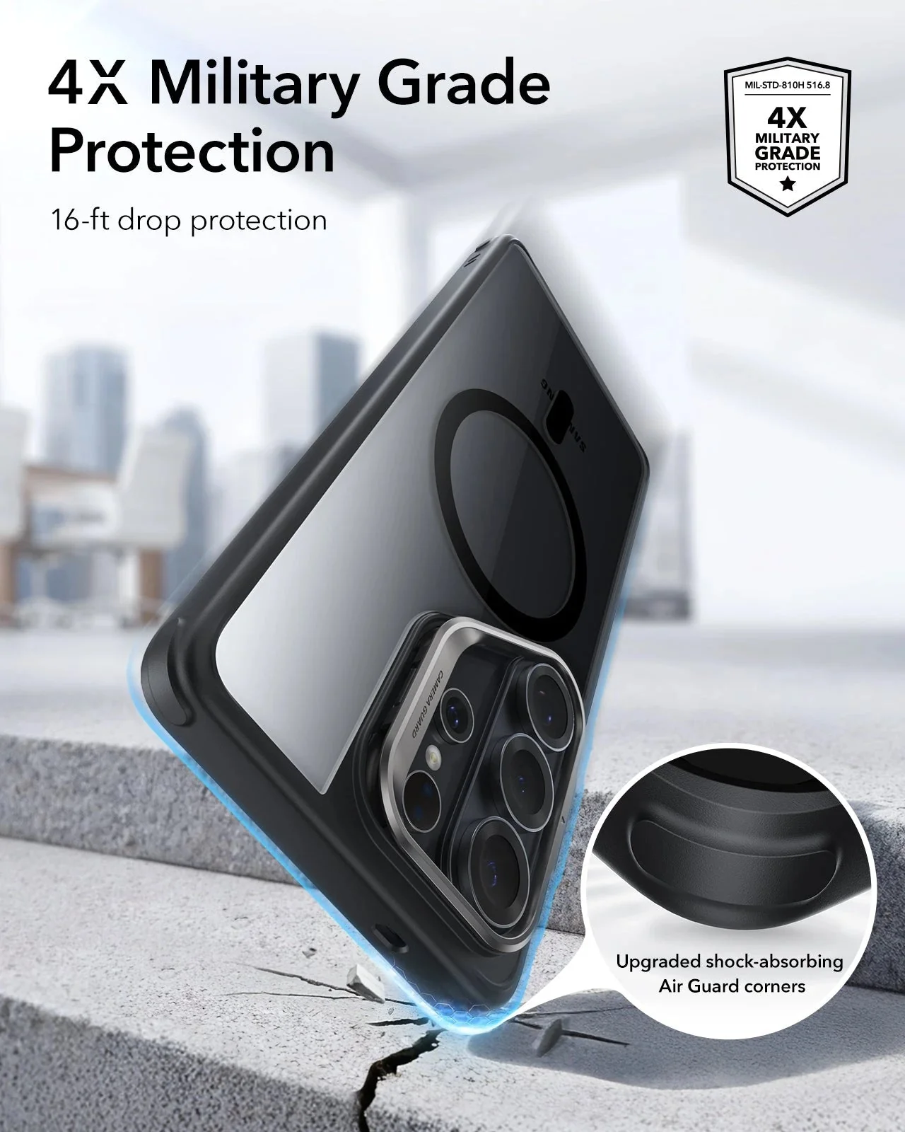 Galaxy S26 Ultra Bundle Classic Hybrid Magnetic Case (Stash Stand) and Armorite® Privacy Screen Protector - Clear Black - Image 4