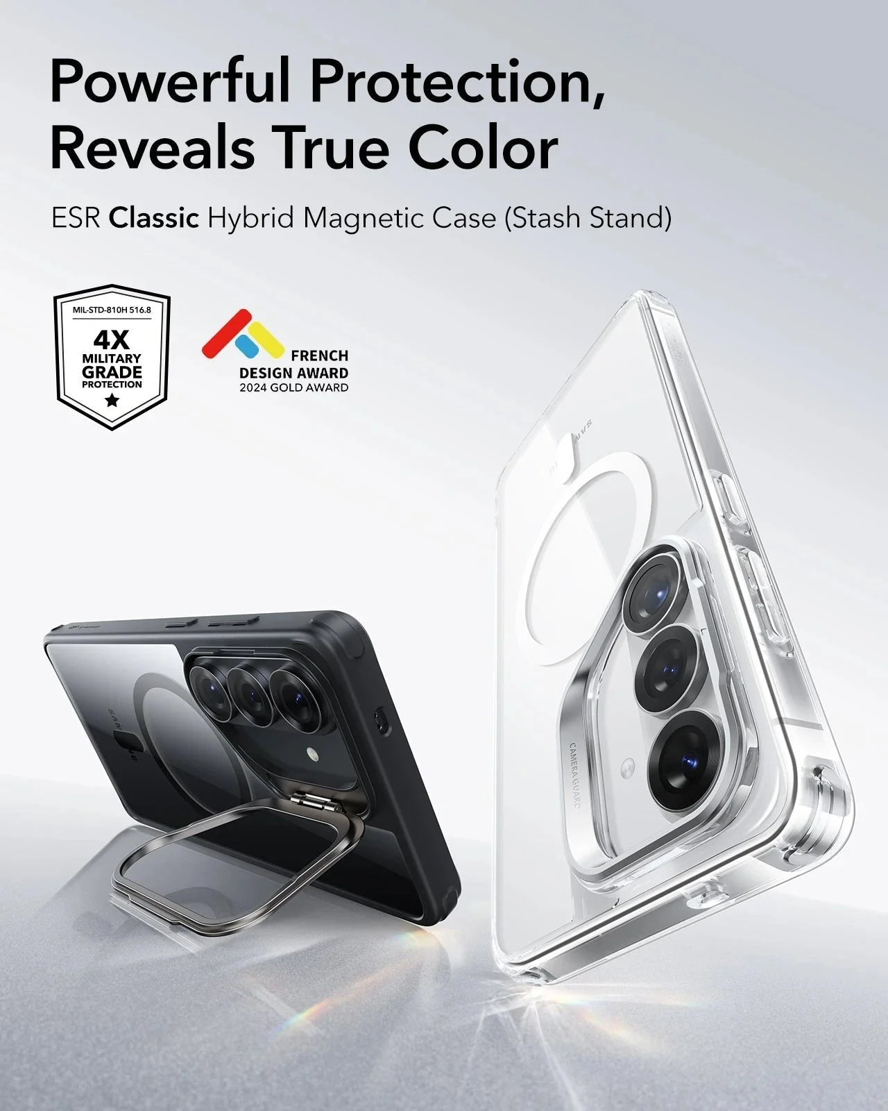 Galaxy S26 Plus Classic Hybrid Magnetic Case (Stash Stand) - Clear Black - Image 2
