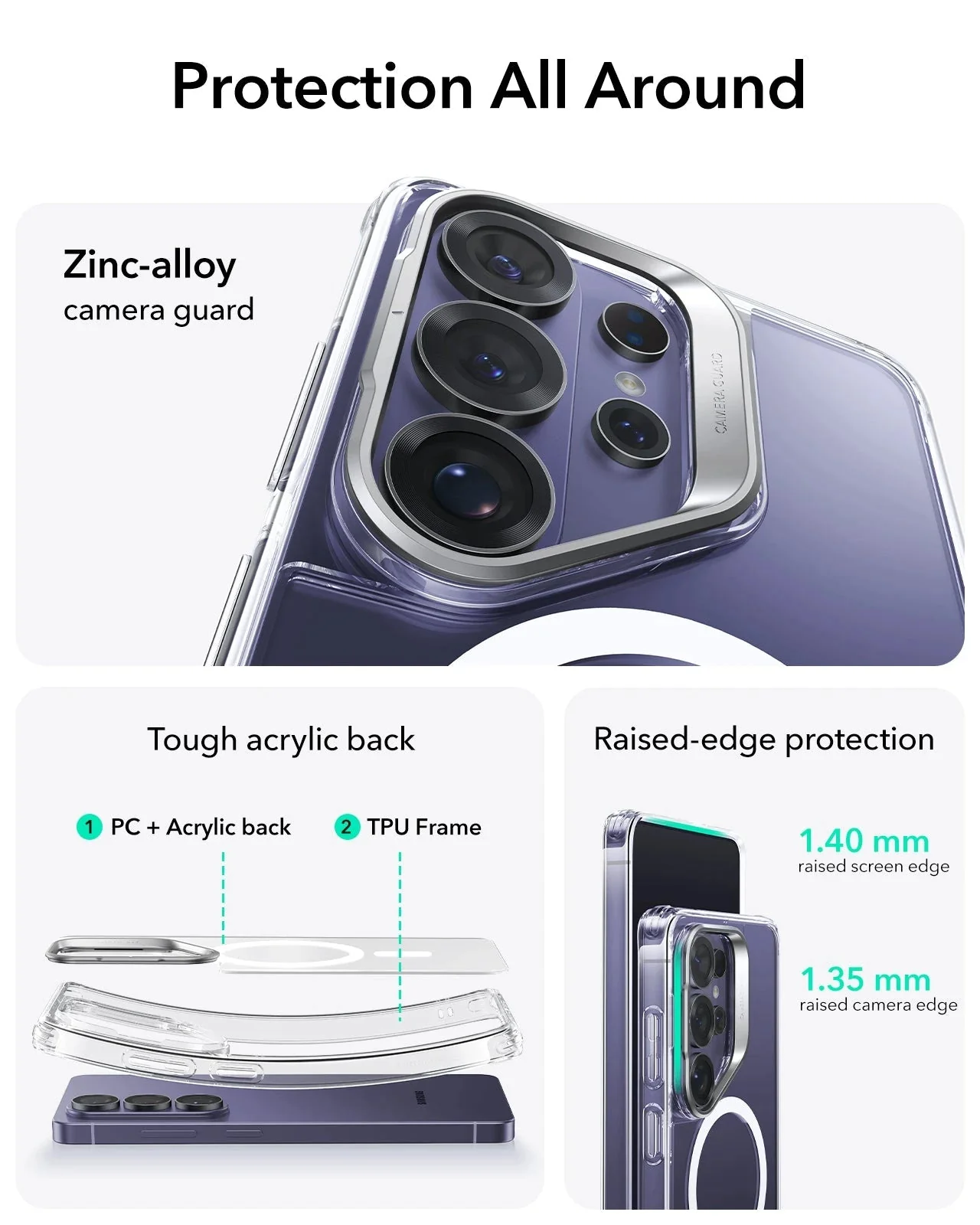 Galaxy S26 Ultra Bundle Classic Hybrid Magnetic Case (Stash Stand) and Armorite® Privacy Screen Protector - Clear - Image 3