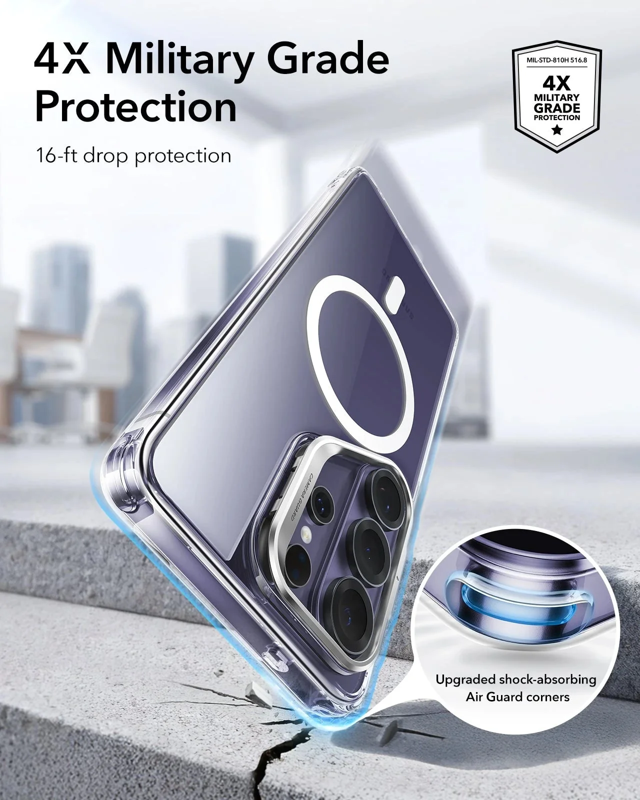 Galaxy S26 Ultra Bundle Classic Hybrid Magnetic Case (Stash Stand) and Armorite® Privacy Screen Protector - Clear - Image 4