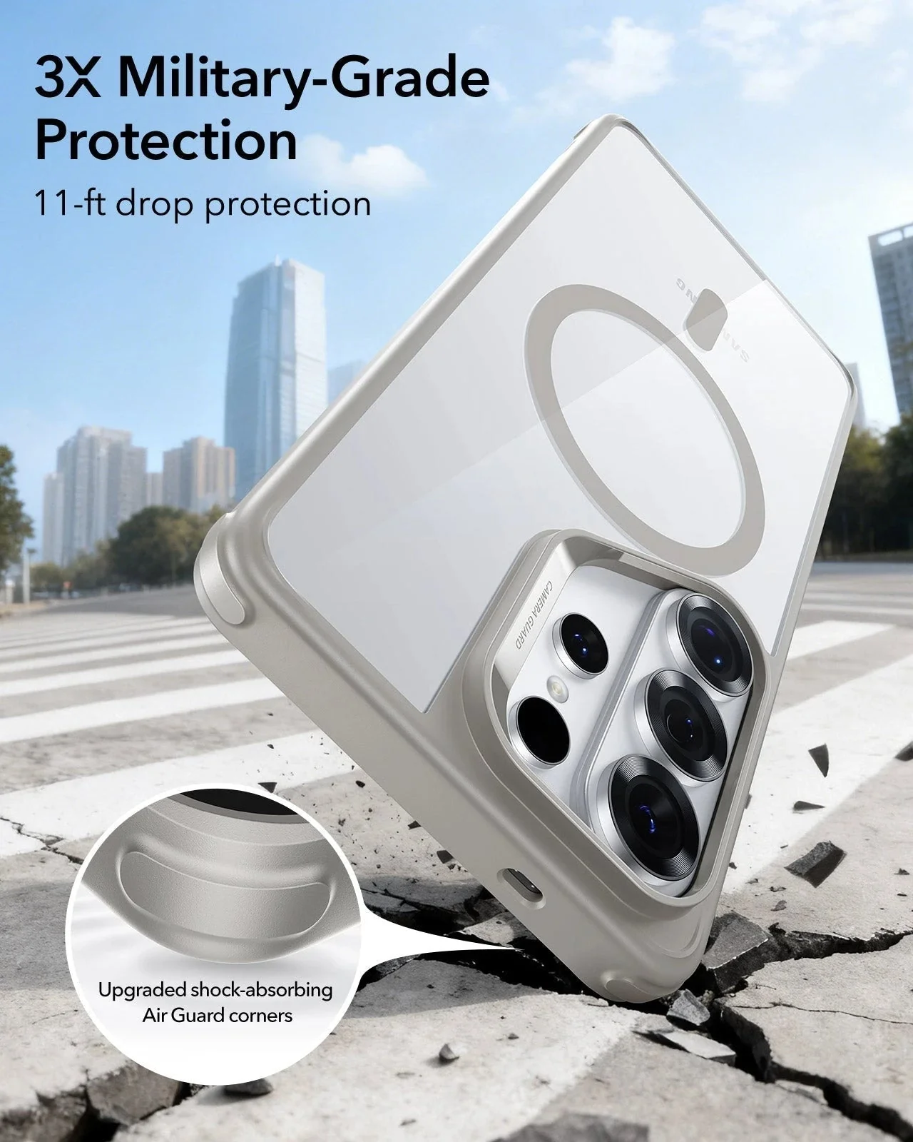 Galaxy S26 Ultra Bundle Classic Hybrid Magnetic Case and Armorite® Privacy Screen Protector - Clear Grey - Image 3