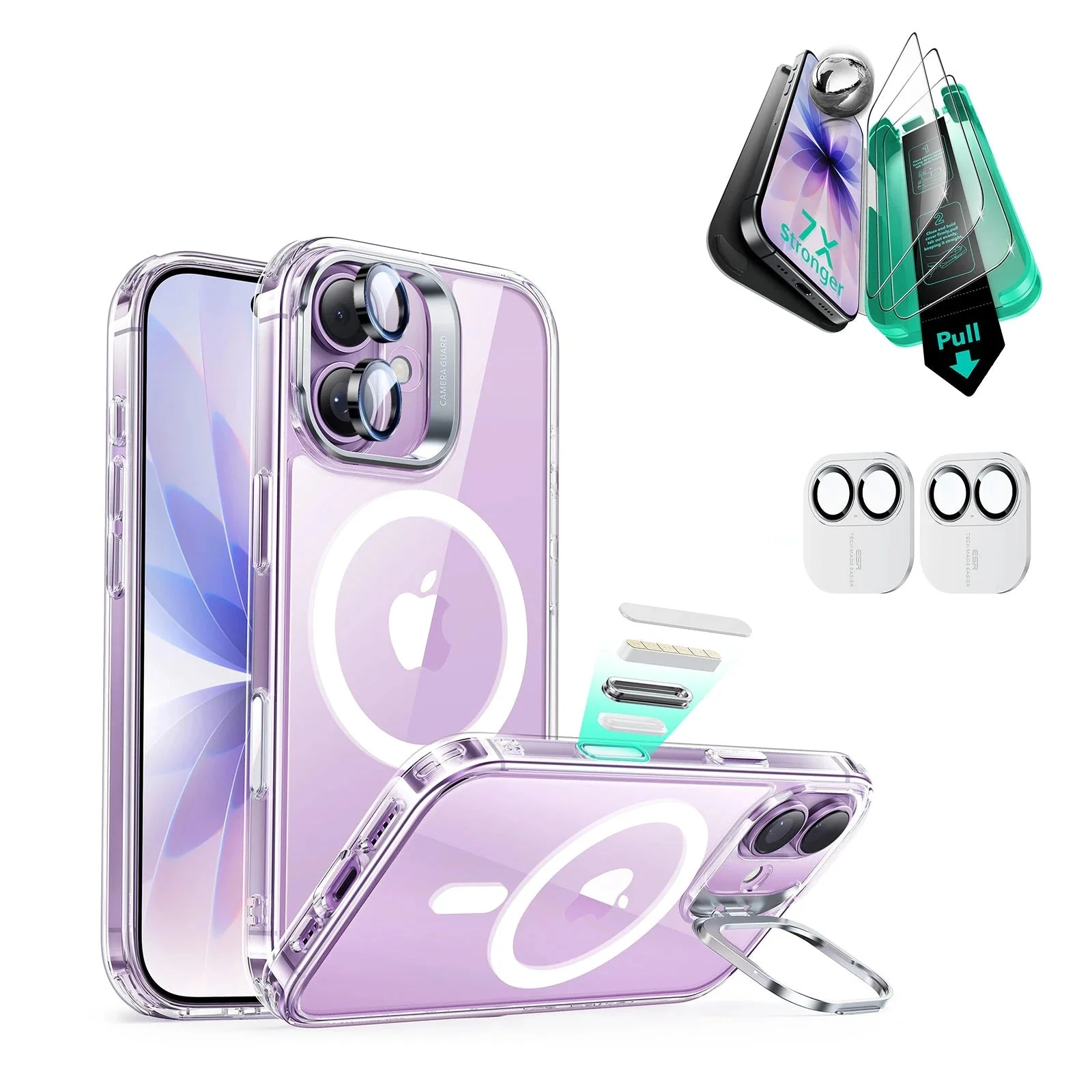 iPhone 17 Bundle Classic Hybrid Magnetic Case (Camera Control, Stash Stand) and Armorite Screen Protector - Clear