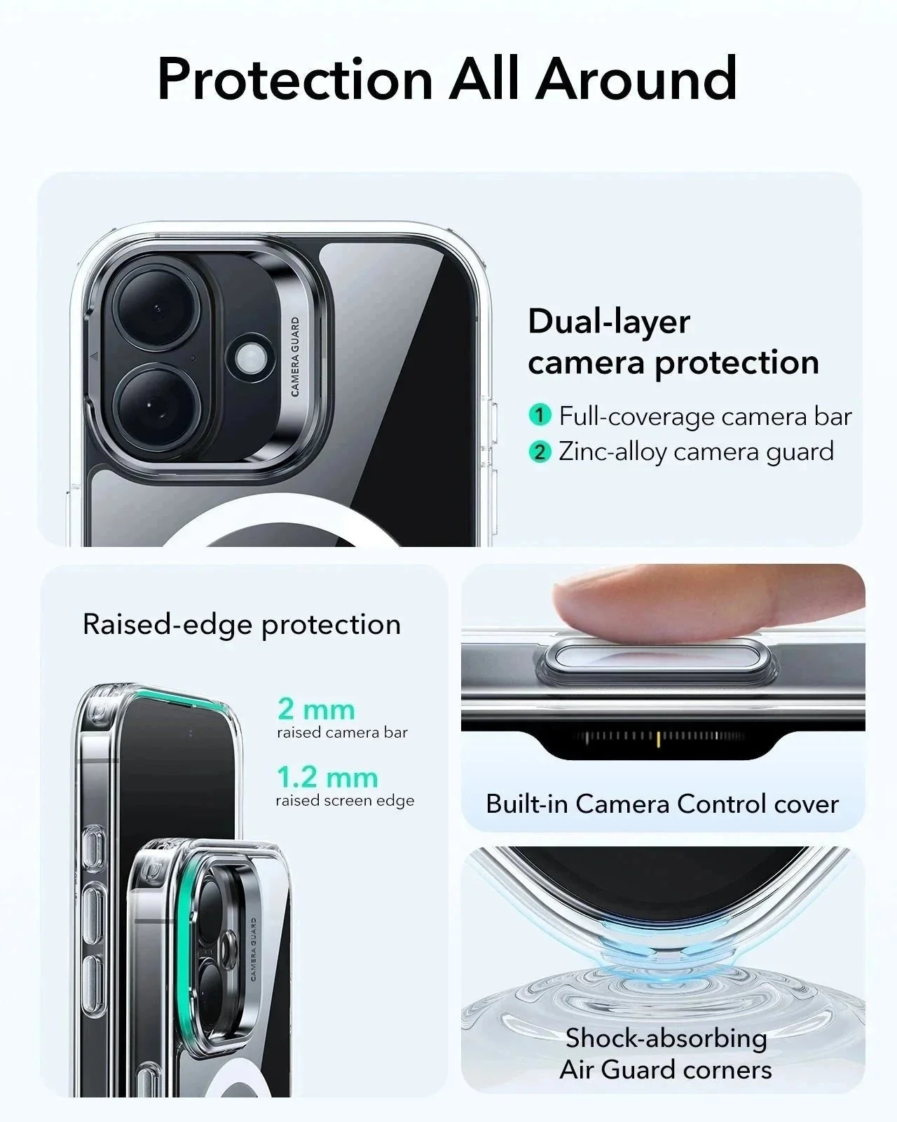 iPhone 17 Bundle Classic Hybrid Magnetic Case (Camera Control, Stash Stand) and Armorite Screen Protector - Clear - Image 3