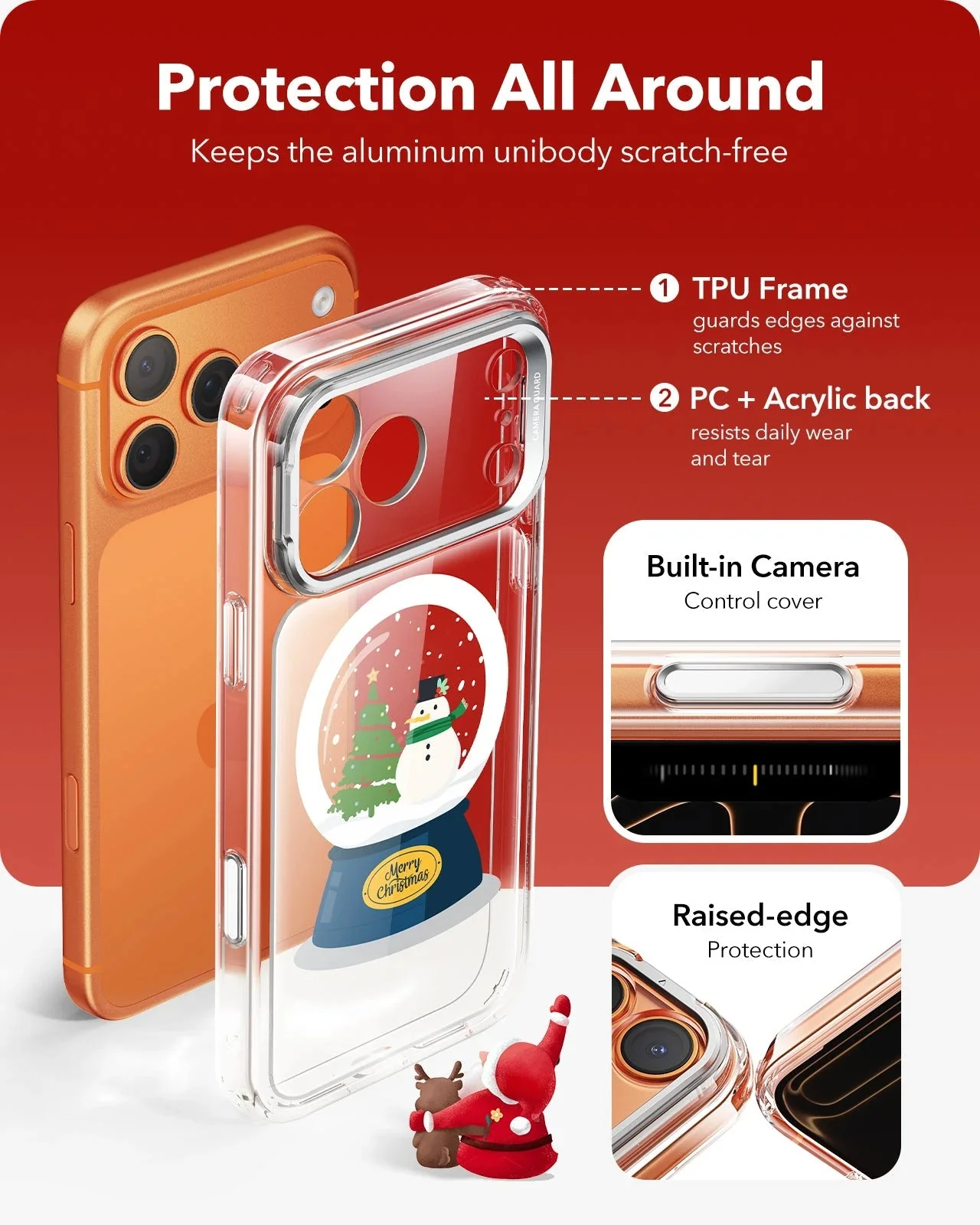 iPhone 17 Pro Classic Hybrid Magnetic Case (Camera Control, Stash Stand) - Christmas Globe - Image 4
