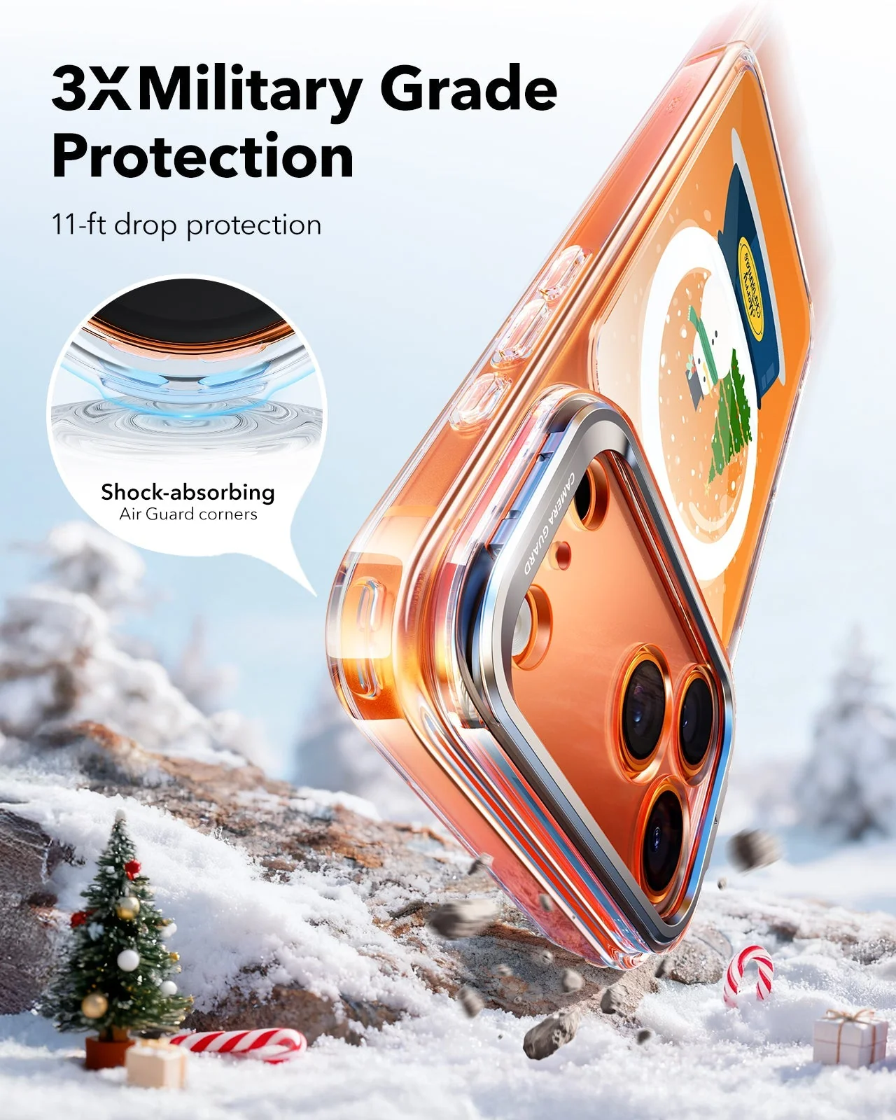 iPhone 17 Pro Classic Hybrid Magnetic Case (Camera Control, Stash Stand) - Christmas Globe - Image 6