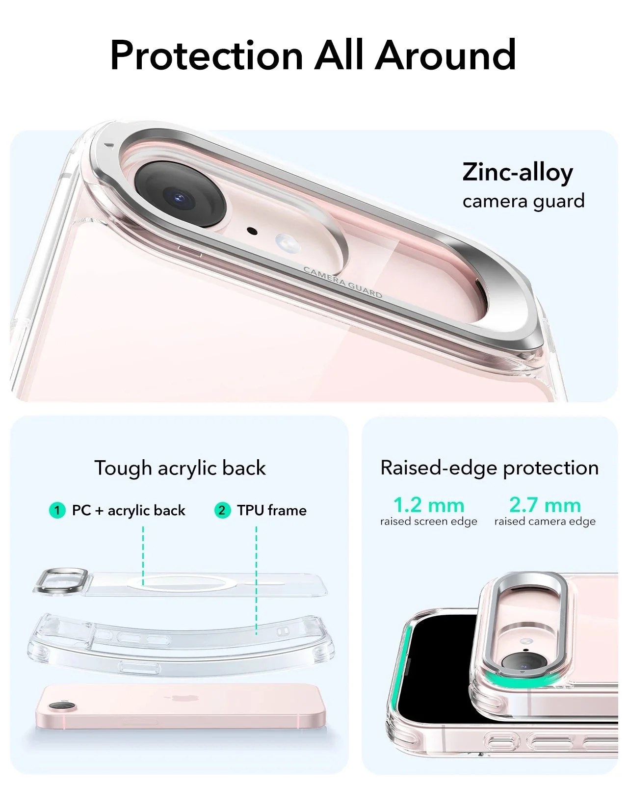 iPhone 17e Bundle Classic Hybrid Magnetic Case (Stash Stand) & Armorite® Privacy Screen Protector - Clear - Image 3