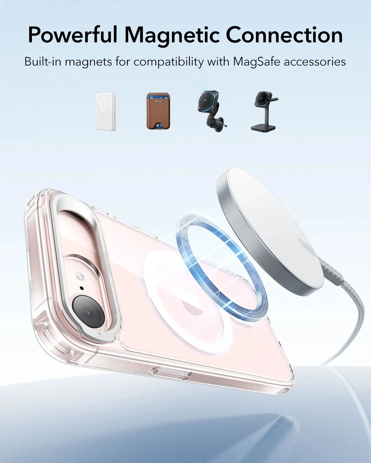 iPhone 17e Bundle Classic Hybrid Magnetic Case (Stash Stand) & Armorite® Privacy Screen Protector - Clear - Image 7