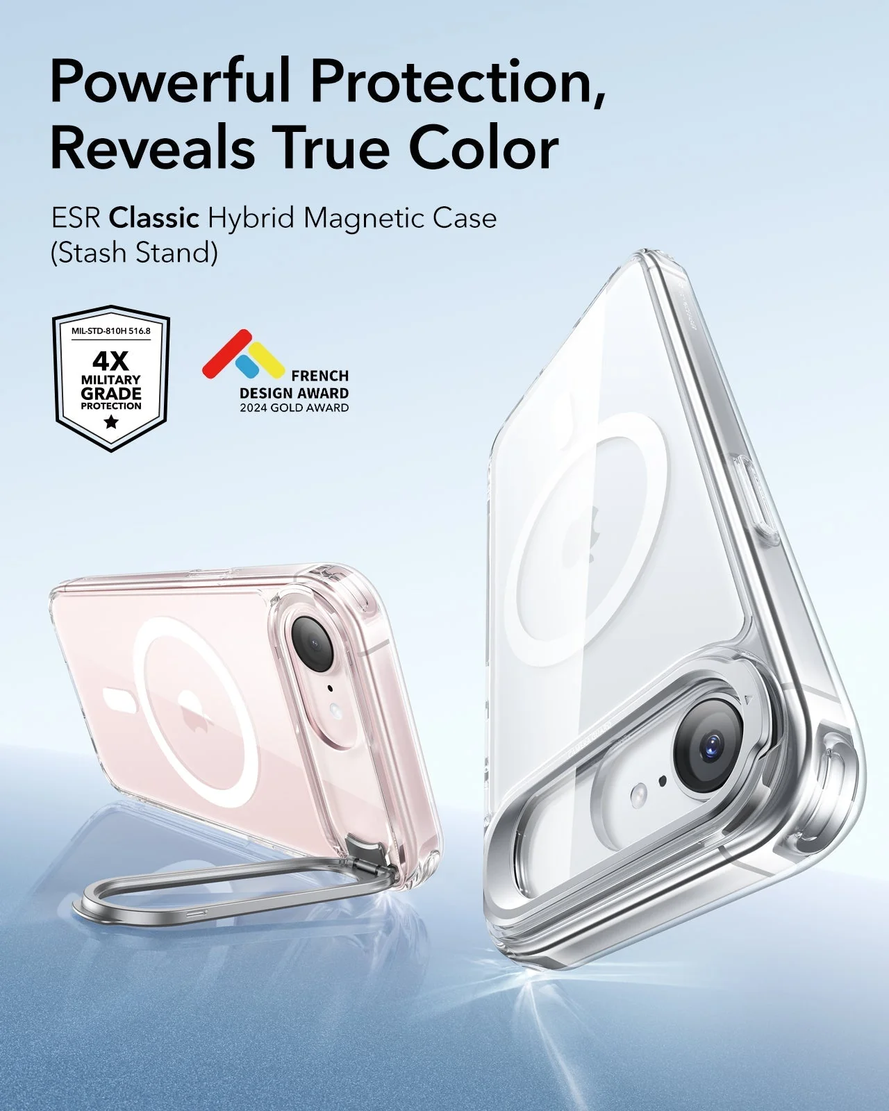 iPhone 17e Classic Hybrid Magnetic Case (Stash Stand) - Clear - Image 2