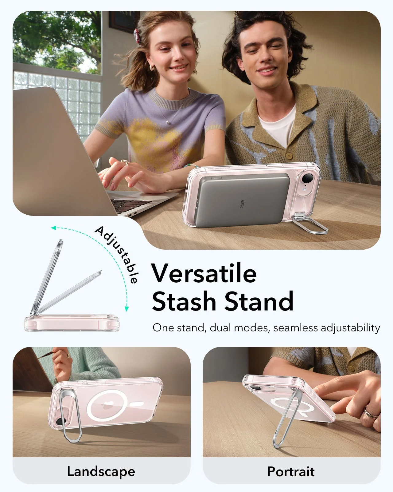 iPhone 17e Classic Hybrid Magnetic Case (Stash Stand) - Clear - Image 6