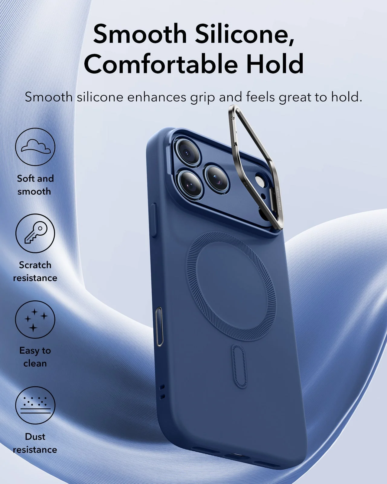 iPhone 17 Pro Max Cloud Soft Magnetic Case (Camera Control, Stash Stand) - Navy Blue - Image 3