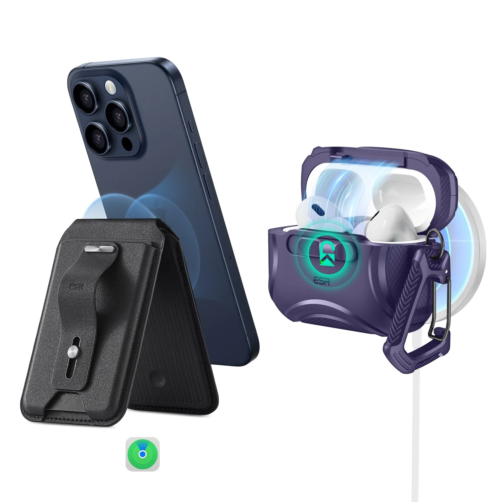 Cyber FlickLock Everyday-Carry Bundle for AirPods Pro (2023/2022/2019) - Purple