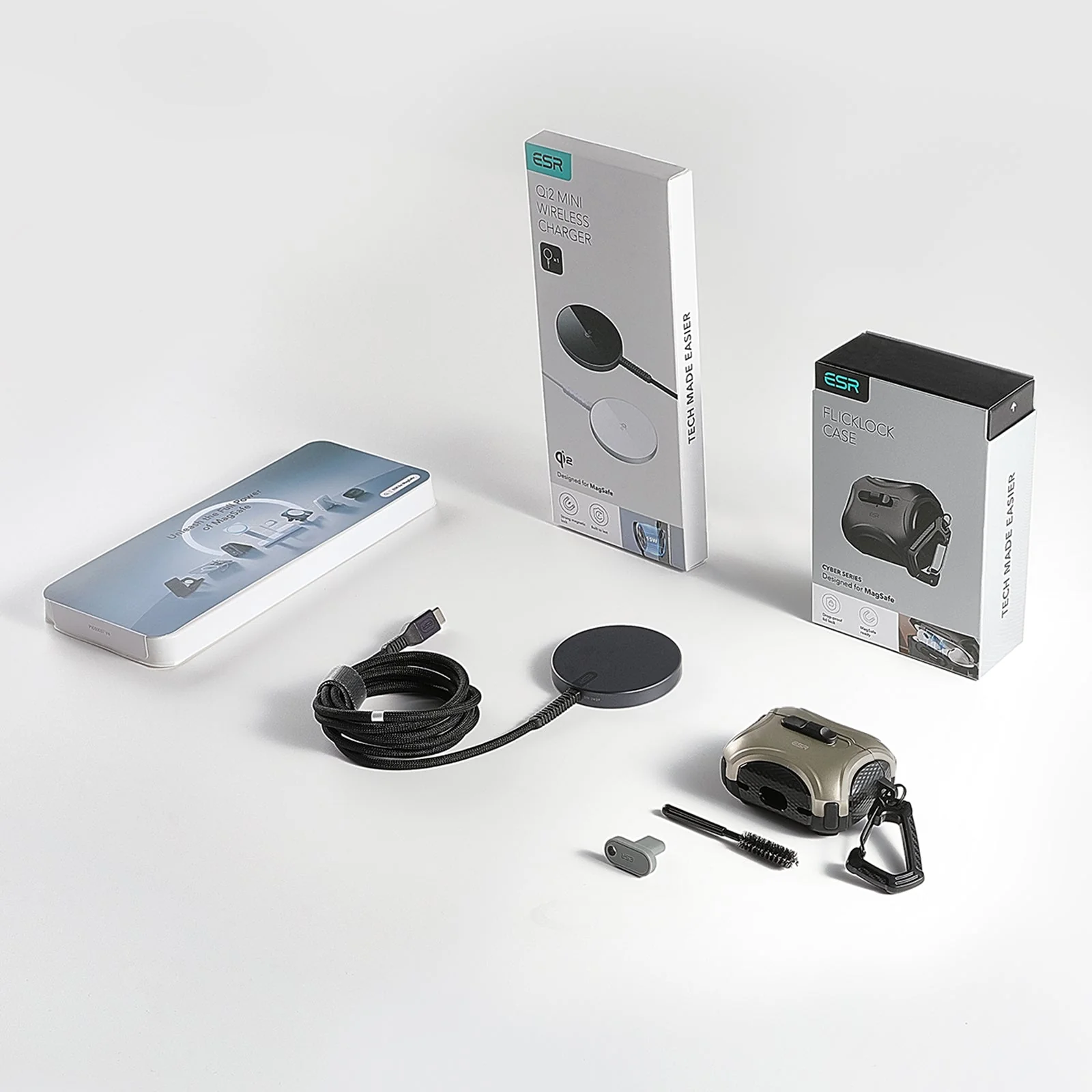 Cyber FlickLock Snap-and-Charge Bundle for AirPods Pro (2023/2022/2019) - Silver - Image 2
