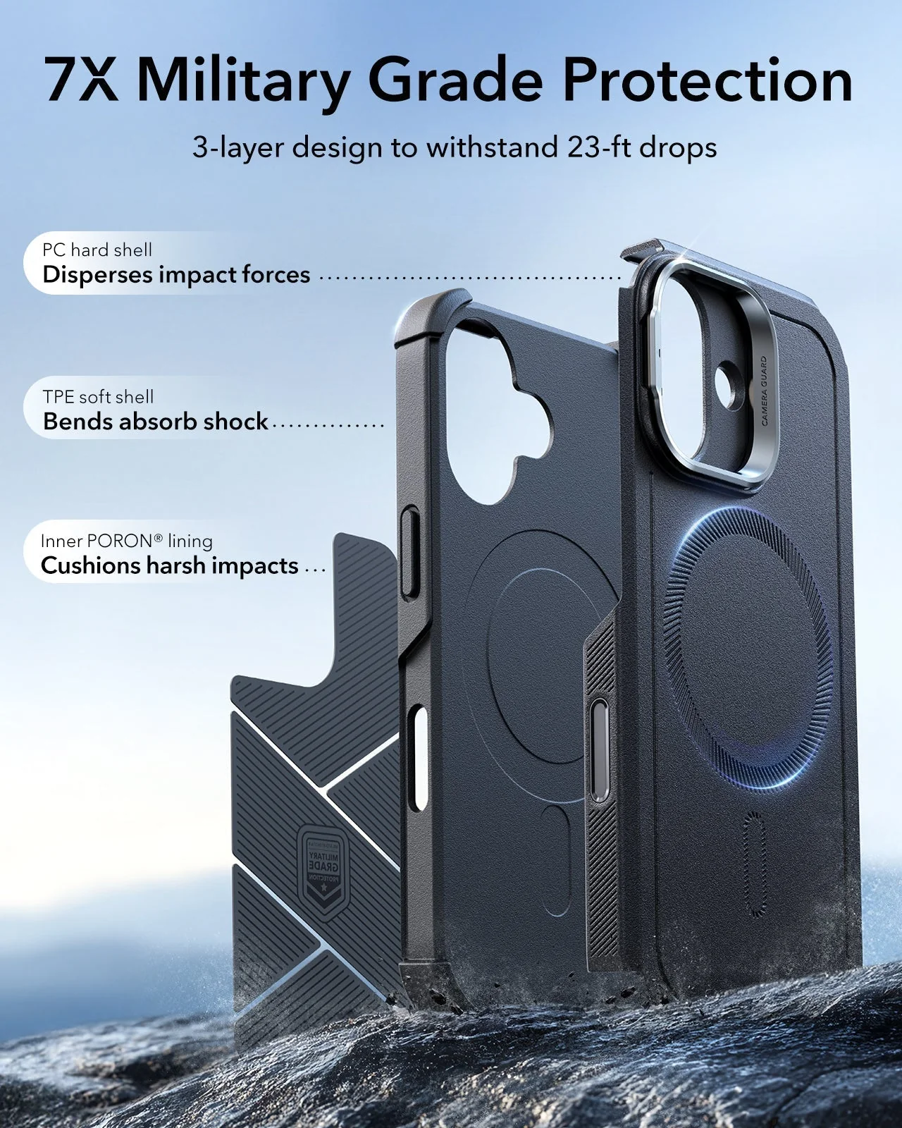 iPhone 17 Bundle Cyber Tough Magnetic Case (Camera Control, Stash Stand) and Armorite Privacy Screen Protector - Black - Image 4
