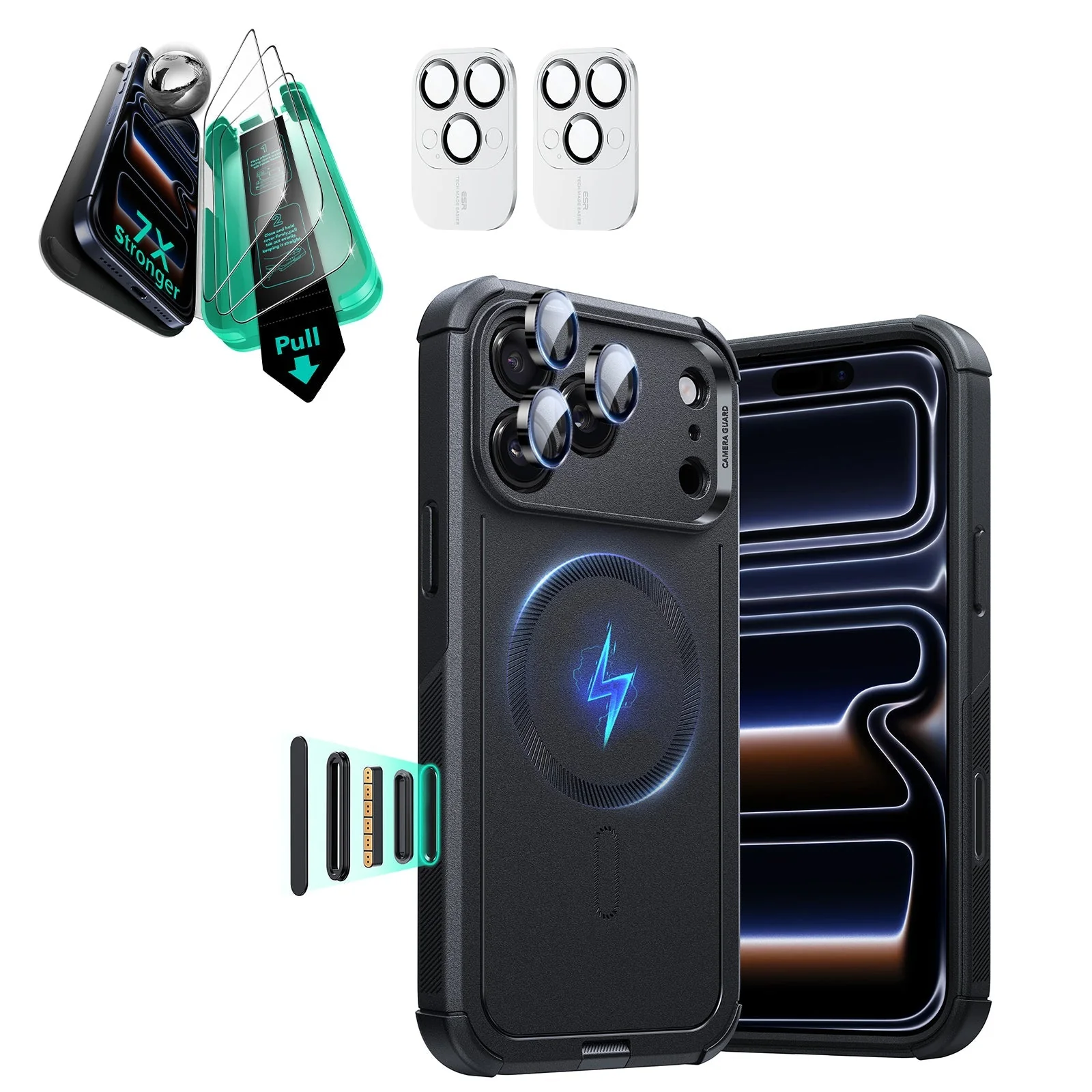 iPhone 17 Pro Bundle Cyber Tough Magnetic Case (Camera Control) and Armorite Screen Protector - Black