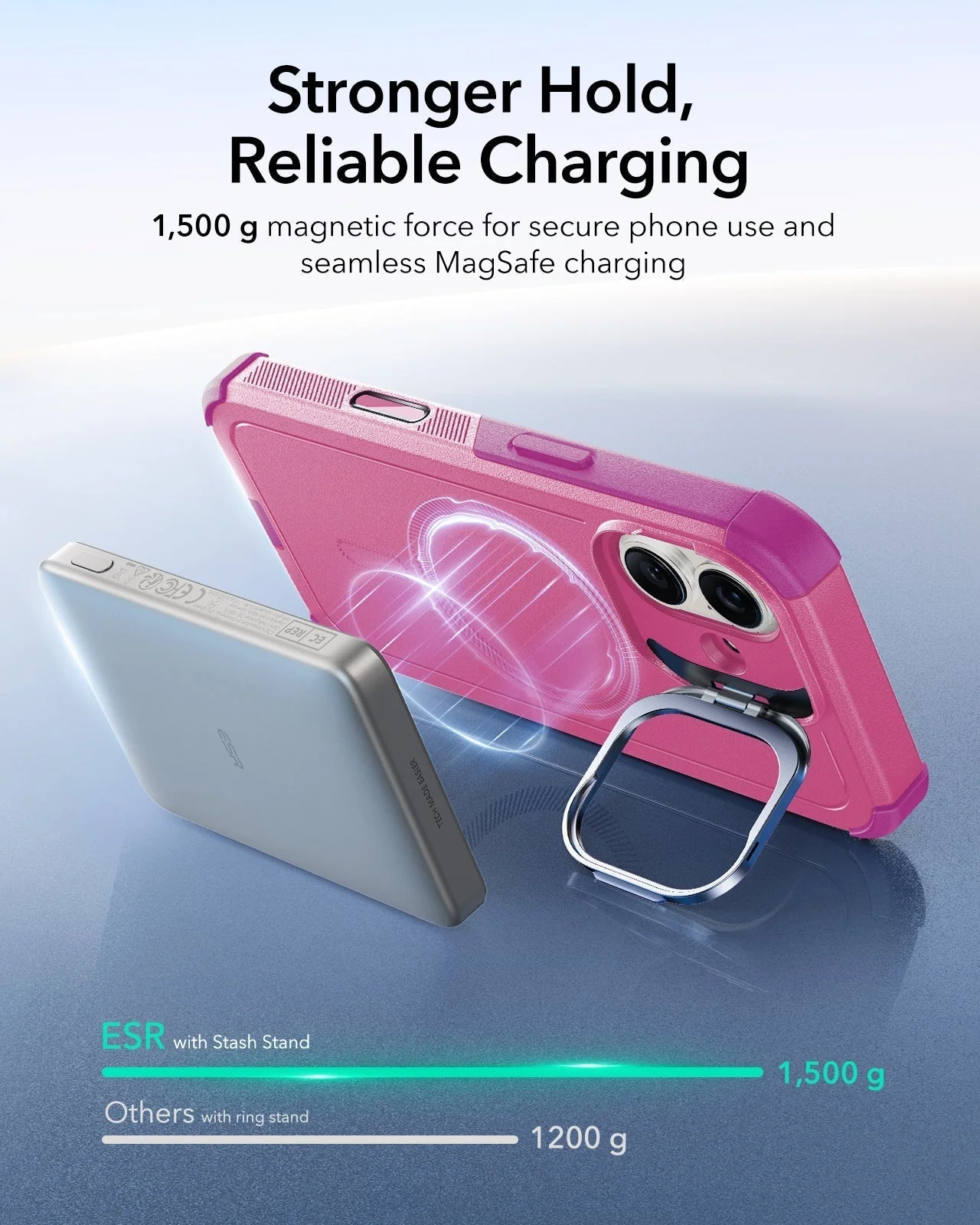 iPhone 17 Bundle Cyber Tough Magnetic Case (Camera Control, Stash Stand) and Armorite Privacy Screen Protector - Rosy Pink - Image 6