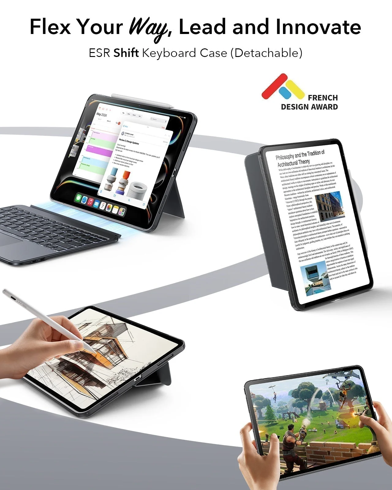 iPad Air 13" (M4, 2026) Shift Tastaturhülle (abnehmbar) & Schutzbundle   - DE Layout - Dark Gray - Image 3