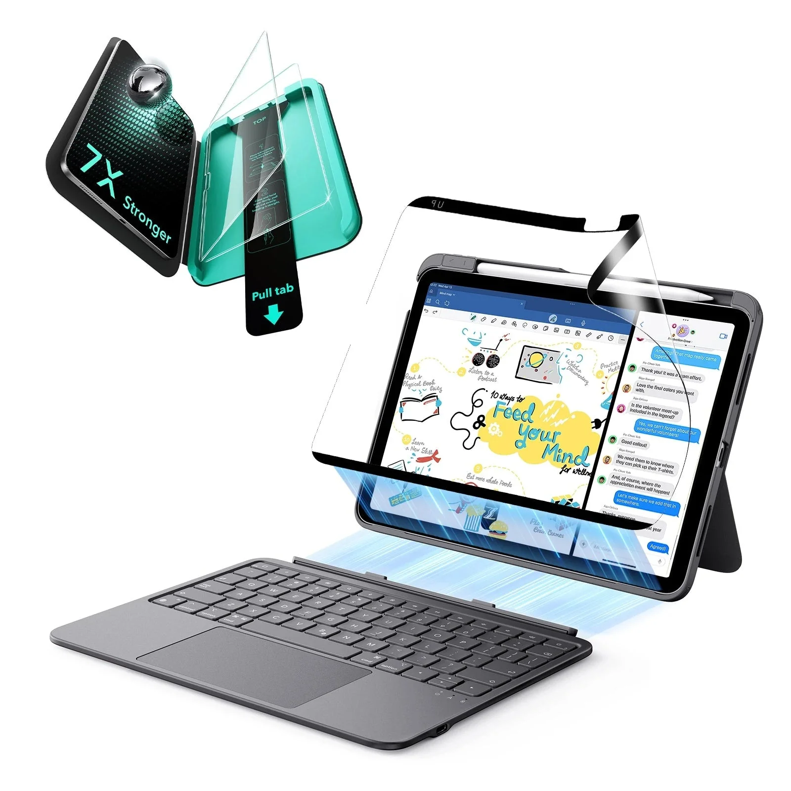 iPad Air 11" (M4, 2026) Flex Tastaturhülle (abnehmbar) & Paper-Feel Schutzbundle- DE Layout -Dark Gray