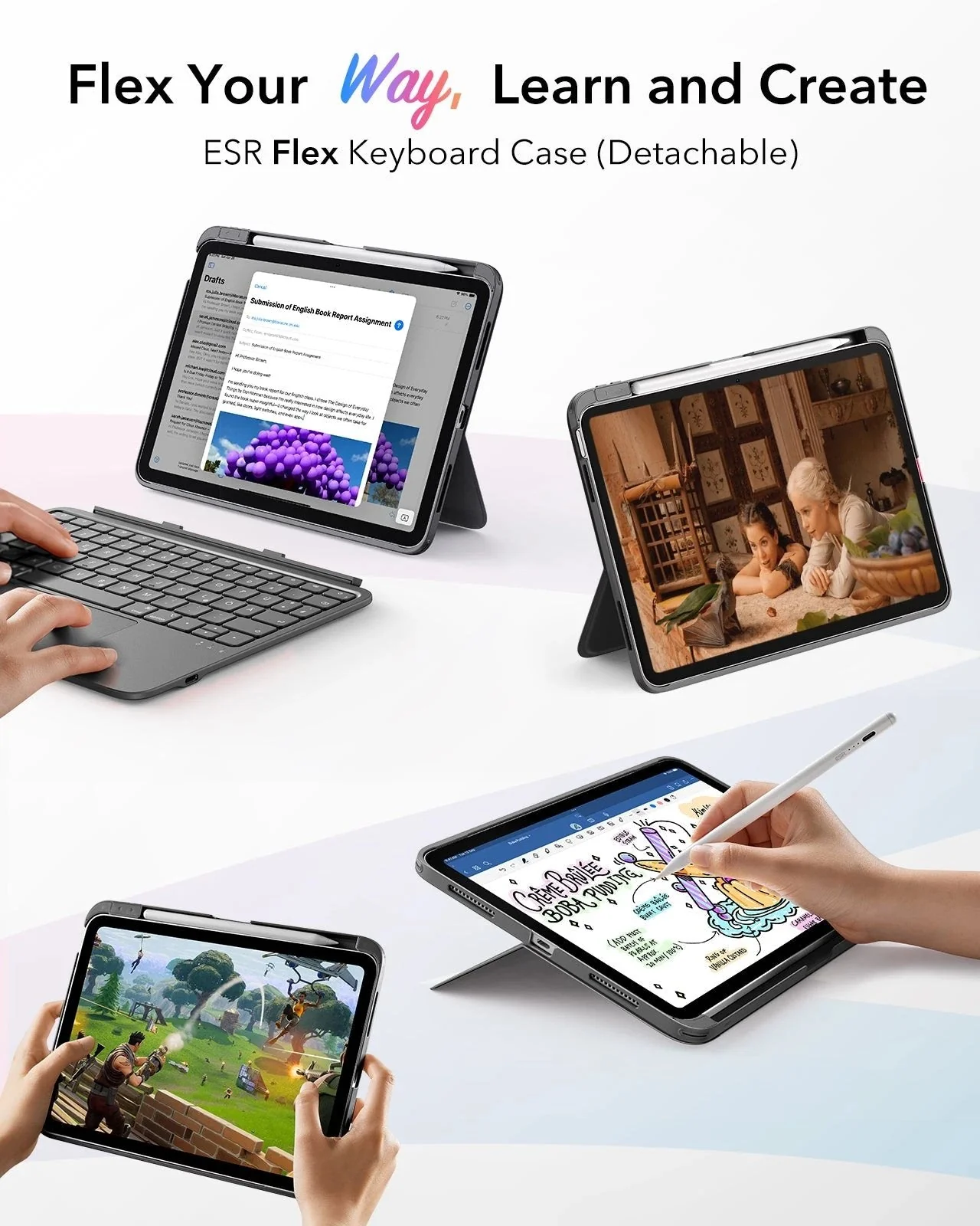 iPad Air 10,9" (5./4. Gen) Flex-Tastaturhülle (abnehmbar) Transformations-Bundle - DE Layout -Dark Gray - Image 3