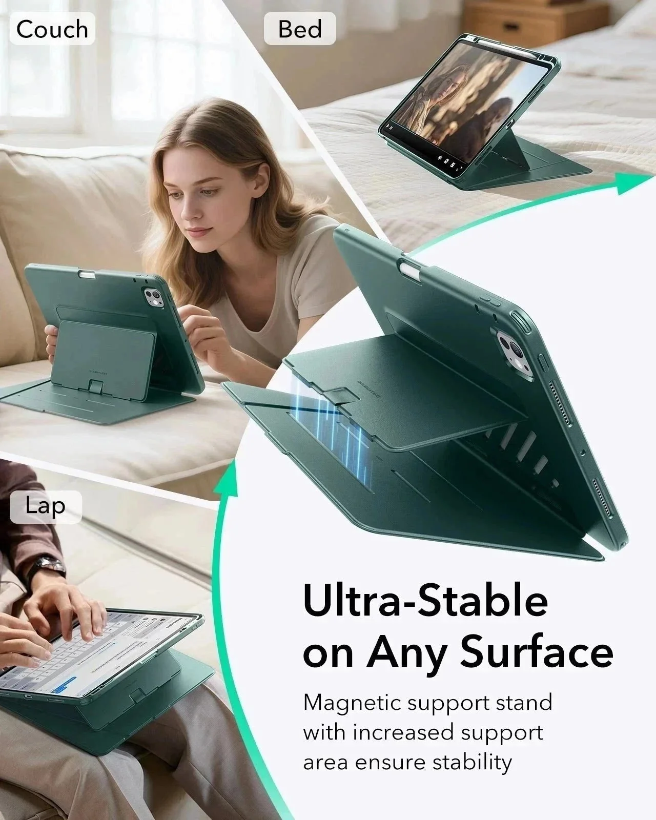 iPad Pro 11" (2025) Flip Magnetic Case with Pencil Holder - Green - Image 3