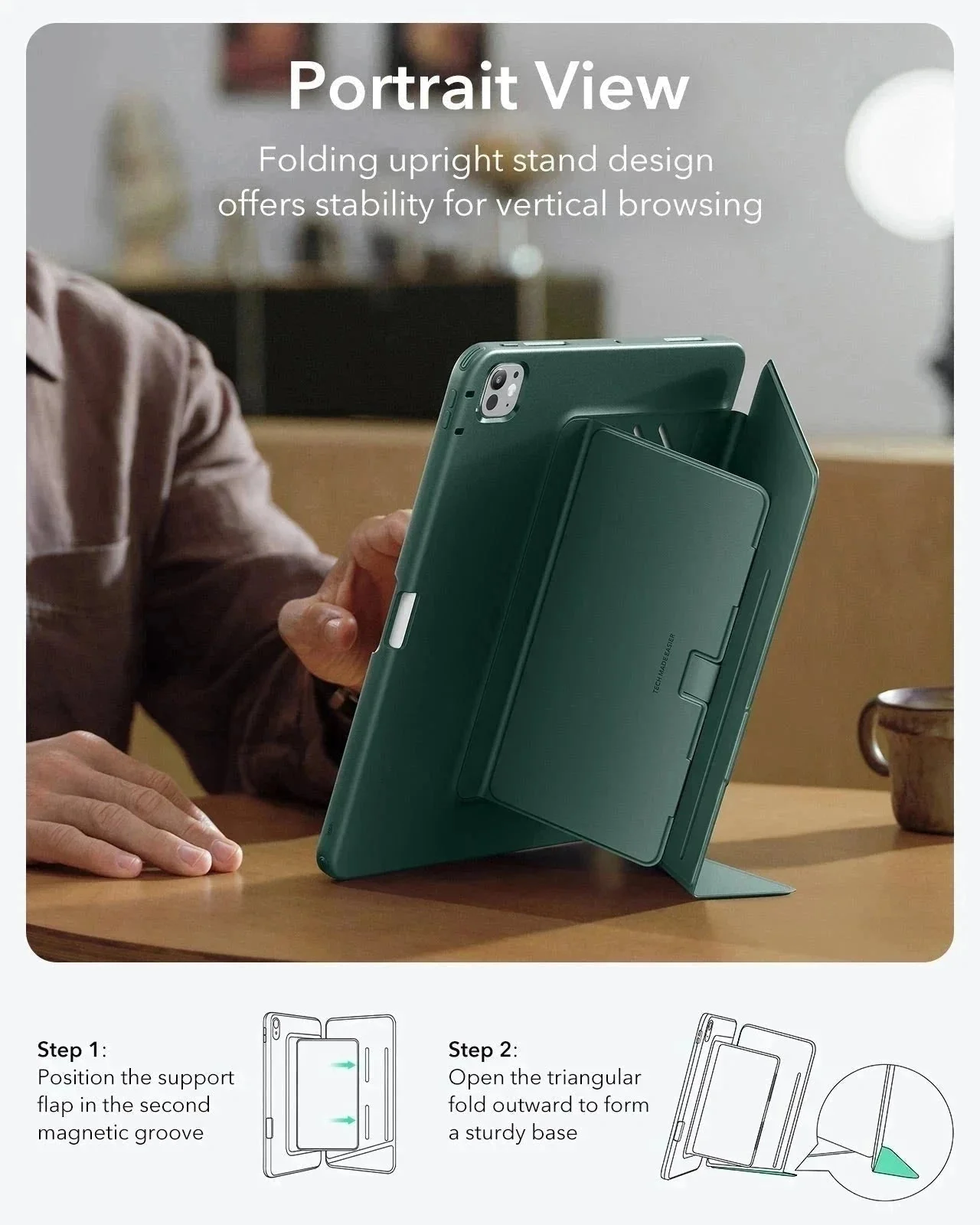 iPad Pro 11" (2025) Flip Magnetic Case with Pencil Holder - Green - Image 4