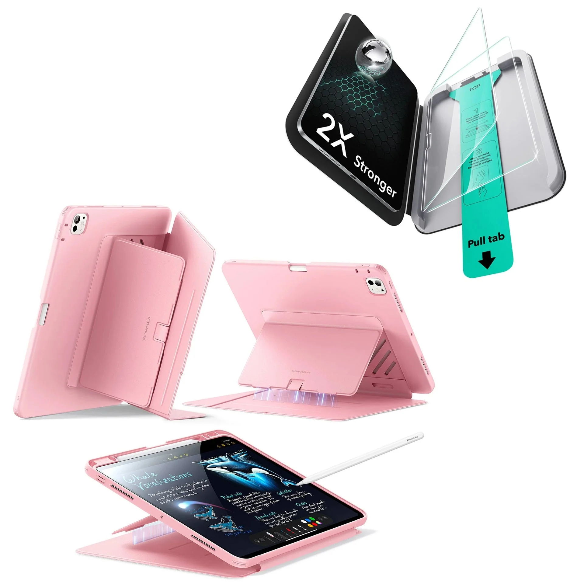 iPad Pro 13ʺ (2025) Flip Magnetic Protection Bundle - Pink