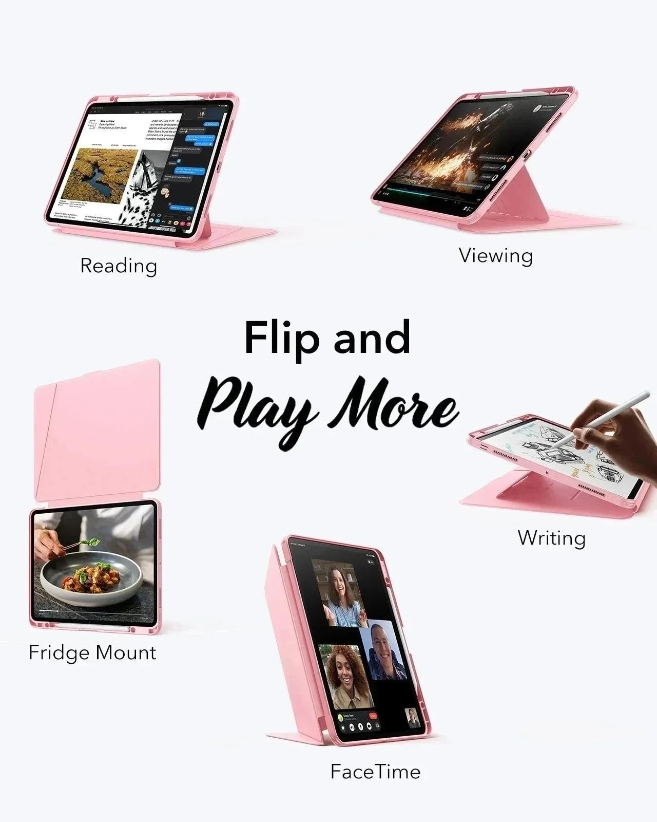 iPad Pro 13″ (2025) Flip Magnetic Case with Pencil Bundle - Pink - Image 2