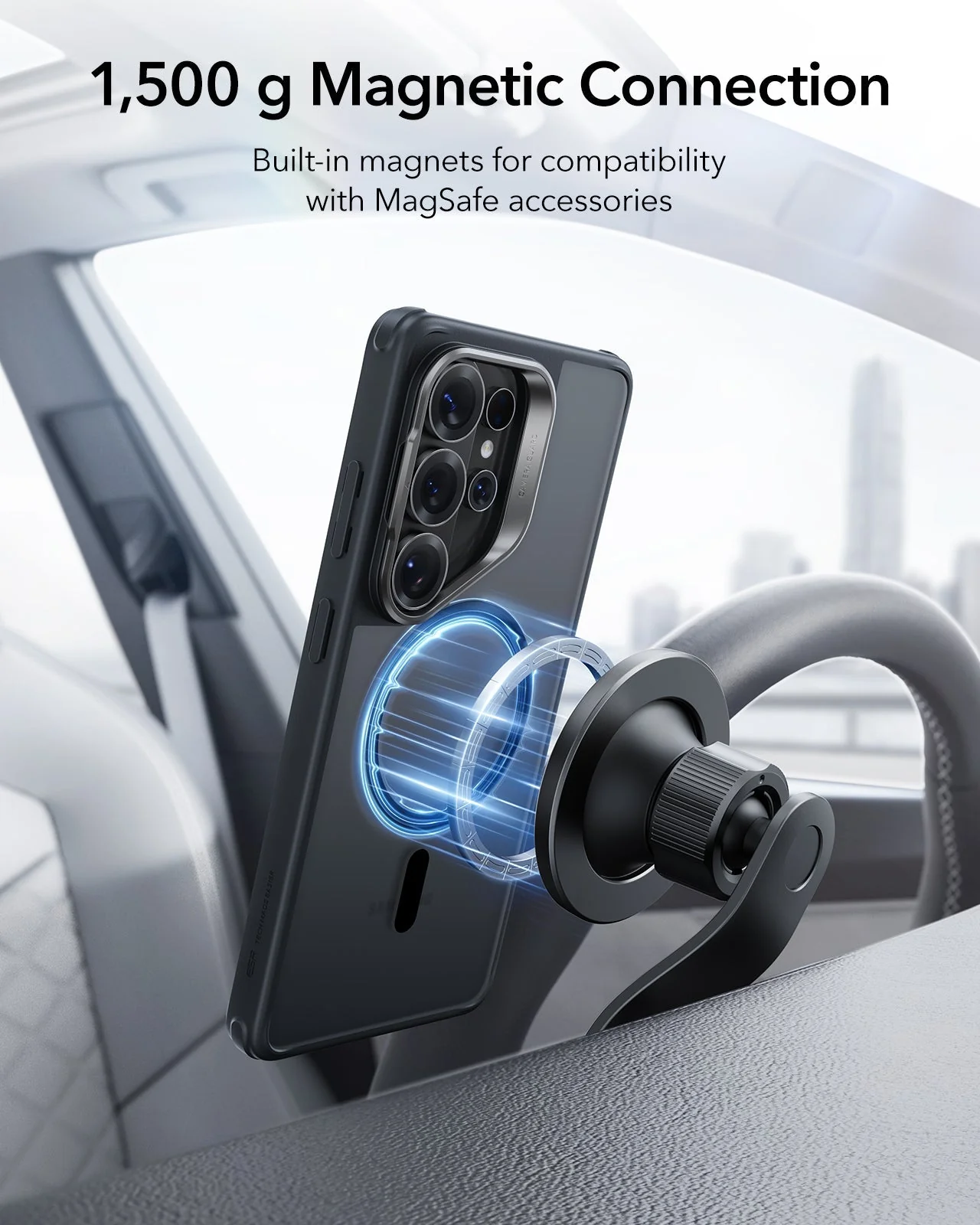 Galaxy S26 Ultra Classic Hybrid Magnetic Case (Stash Stand) - Frosted Black - Image 6