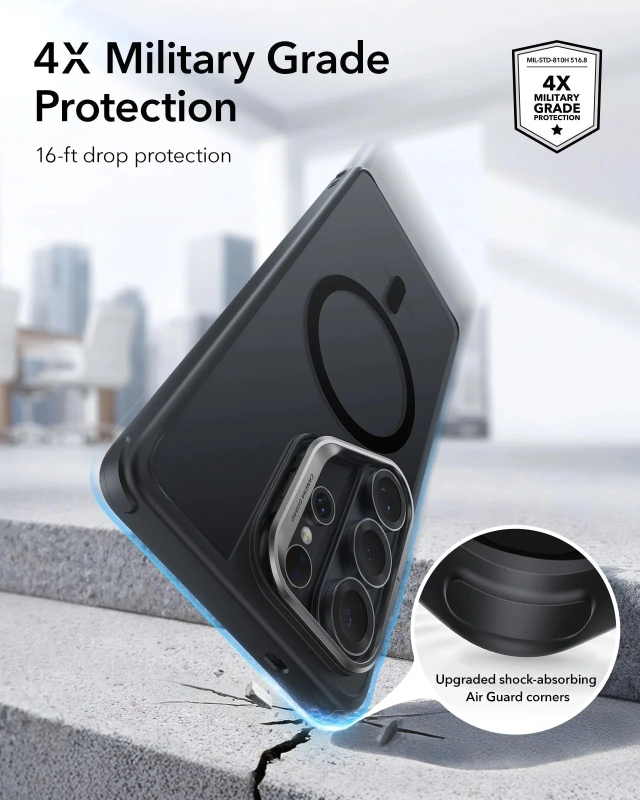 Galaxy S26 Ultra Bundle Classic Hybrid Magnetic Case (Stash Stand) and Armorite® Privacy Screen Protector - Frosted Black - Image 4