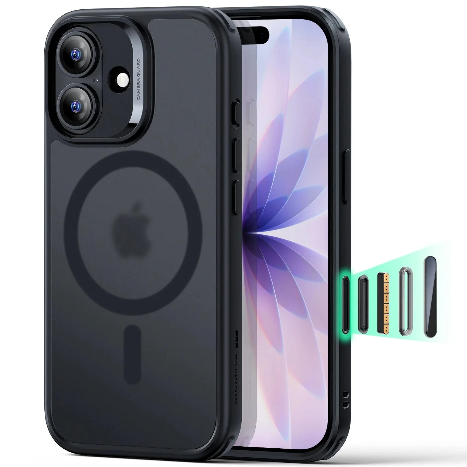 iPhone 17 Classic Hybrid Magnetic Case (Camera Control) - Frosted Black