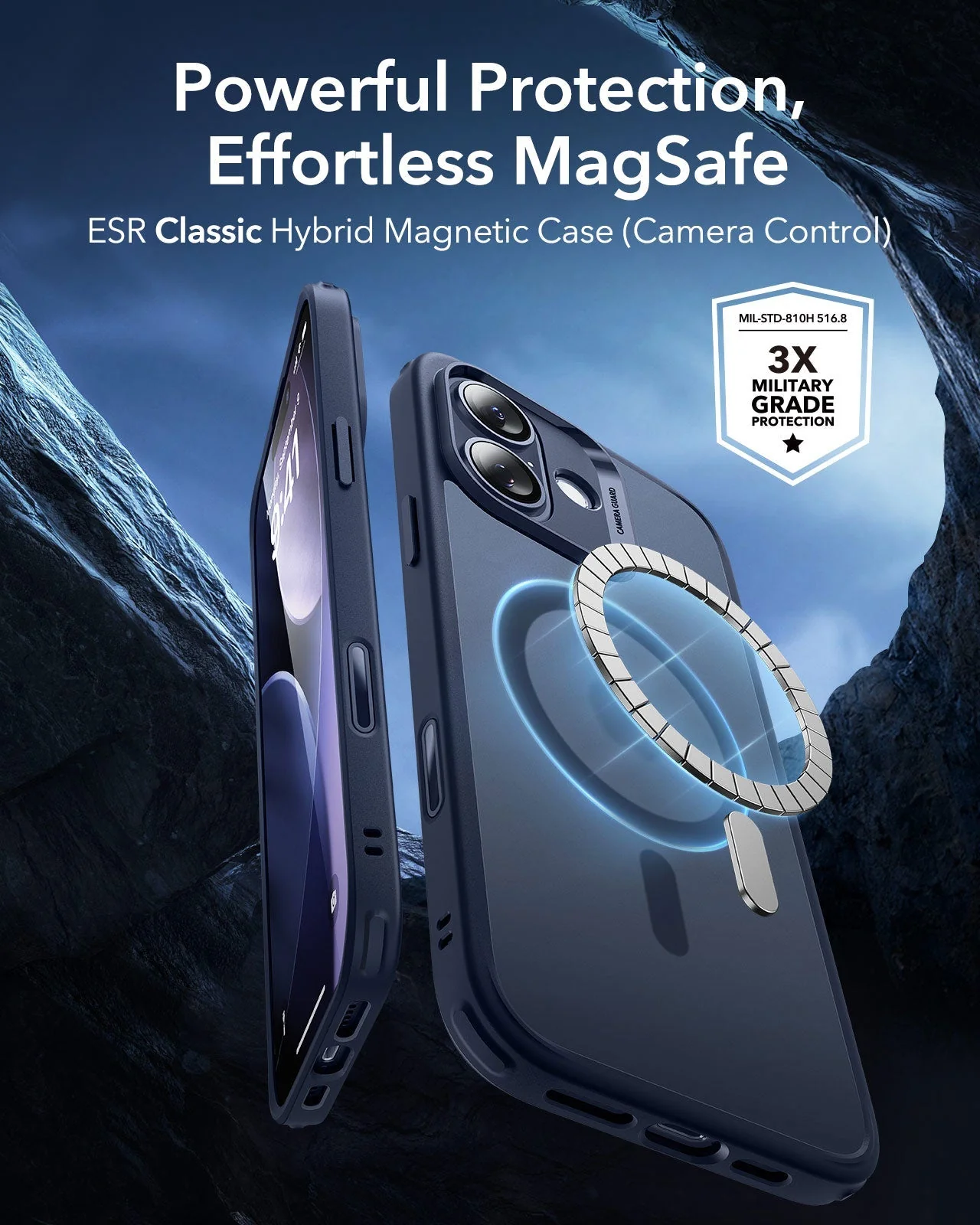 iPhone 17 Classic Hybrid Magnetic Case (Camera Control) - Frosted Blue - Image 2