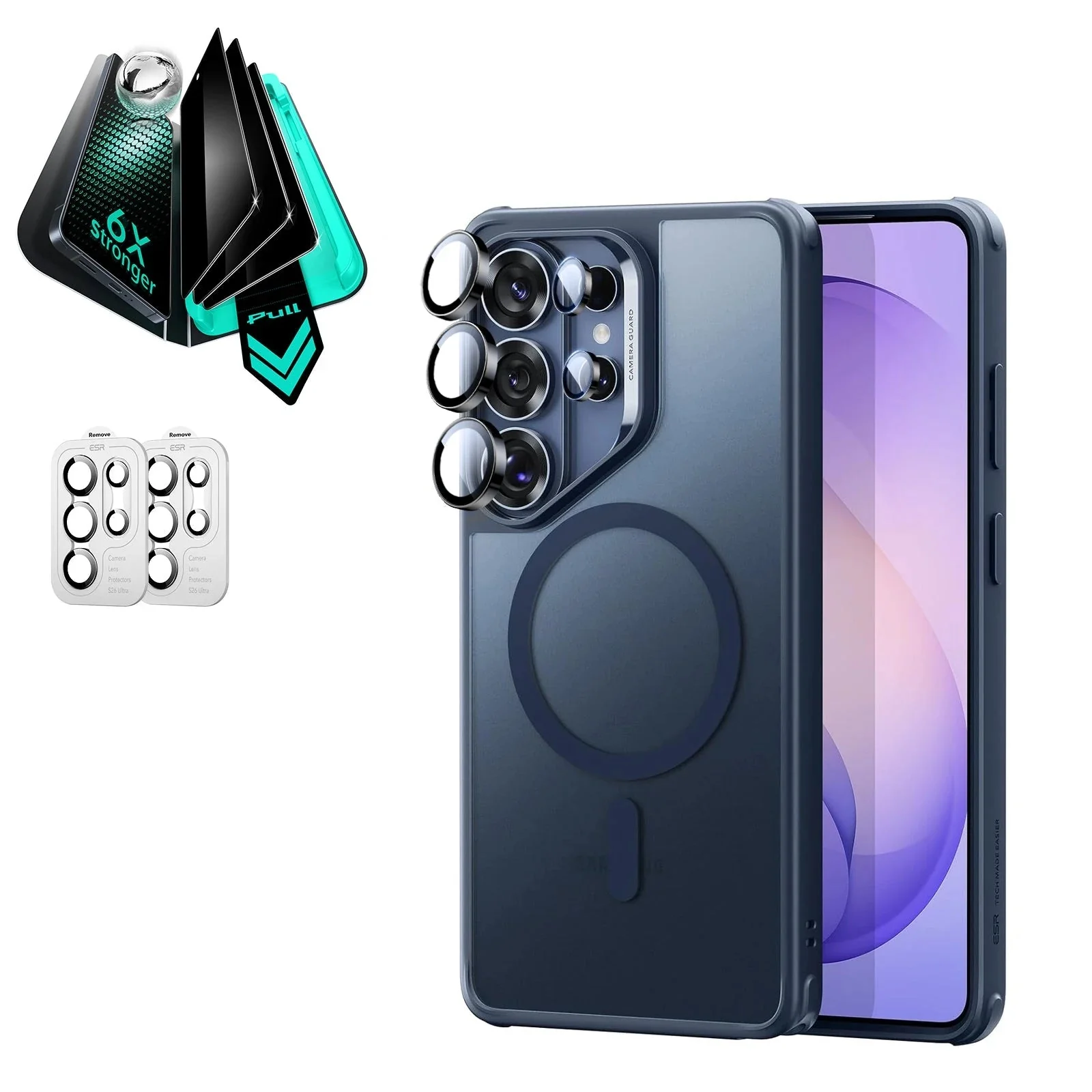 Galaxy S26 Ultra Bundle Classic Hybrid Magnetic Case and Armorite® Privacy Screen Protector - Frosted Blue