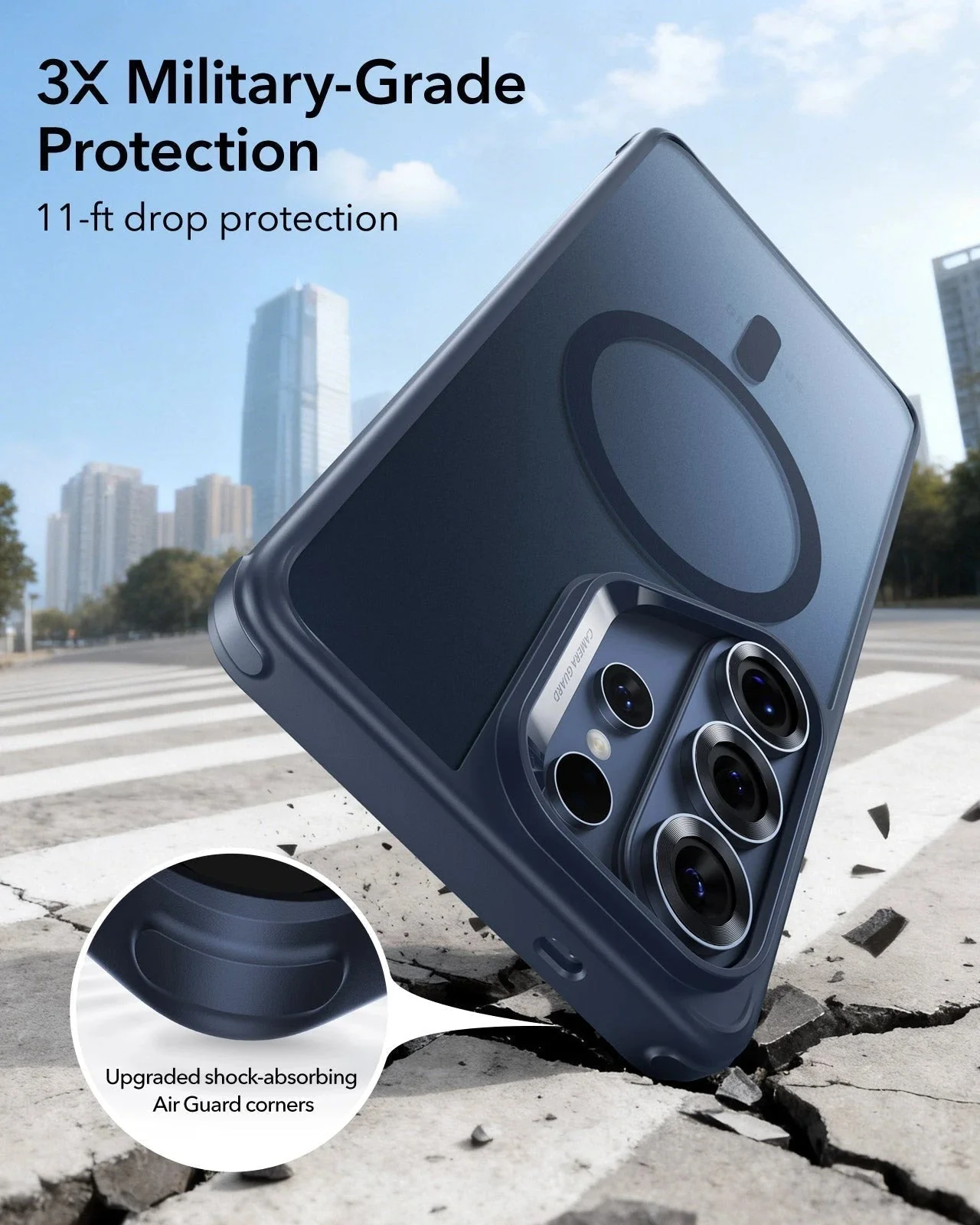 Galaxy S26 Ultra Bundle Classic Hybrid Magnetic Case and Armorite® Privacy Screen Protector - Frosted Blue - Image 3